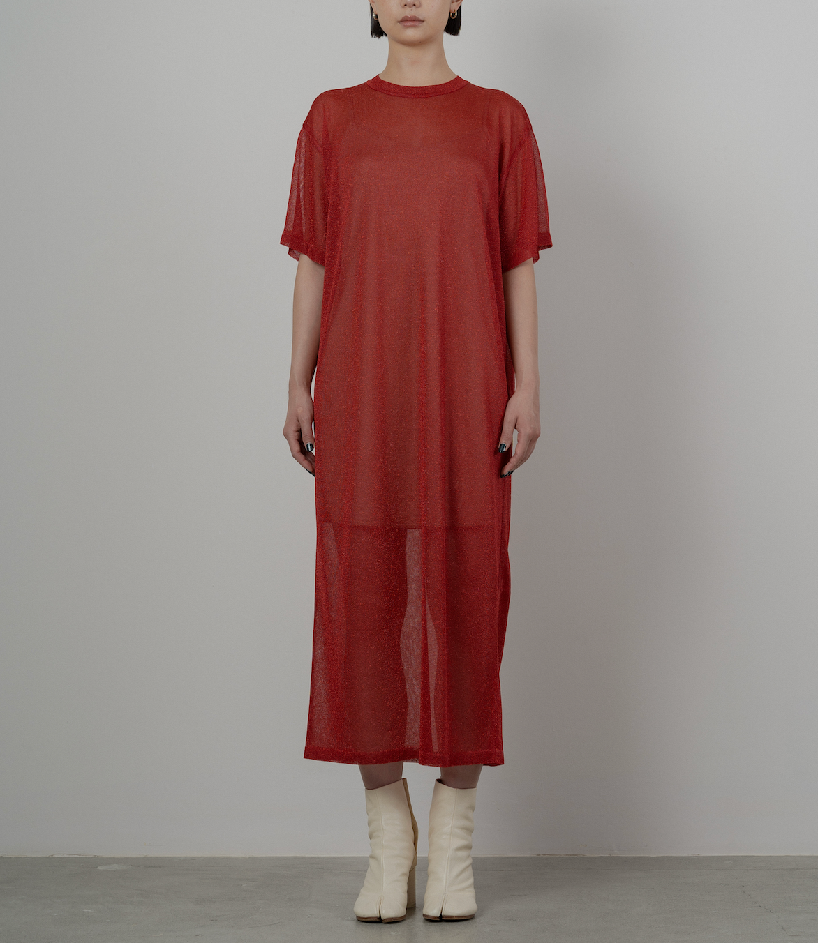 LULEX SHEER KNITTED DRESS [RED]