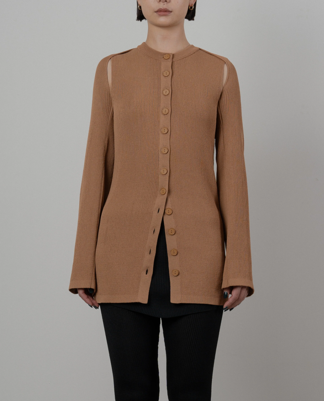 MATT RIBBED 2PIECE CARDIGAN [L.CAMEL]