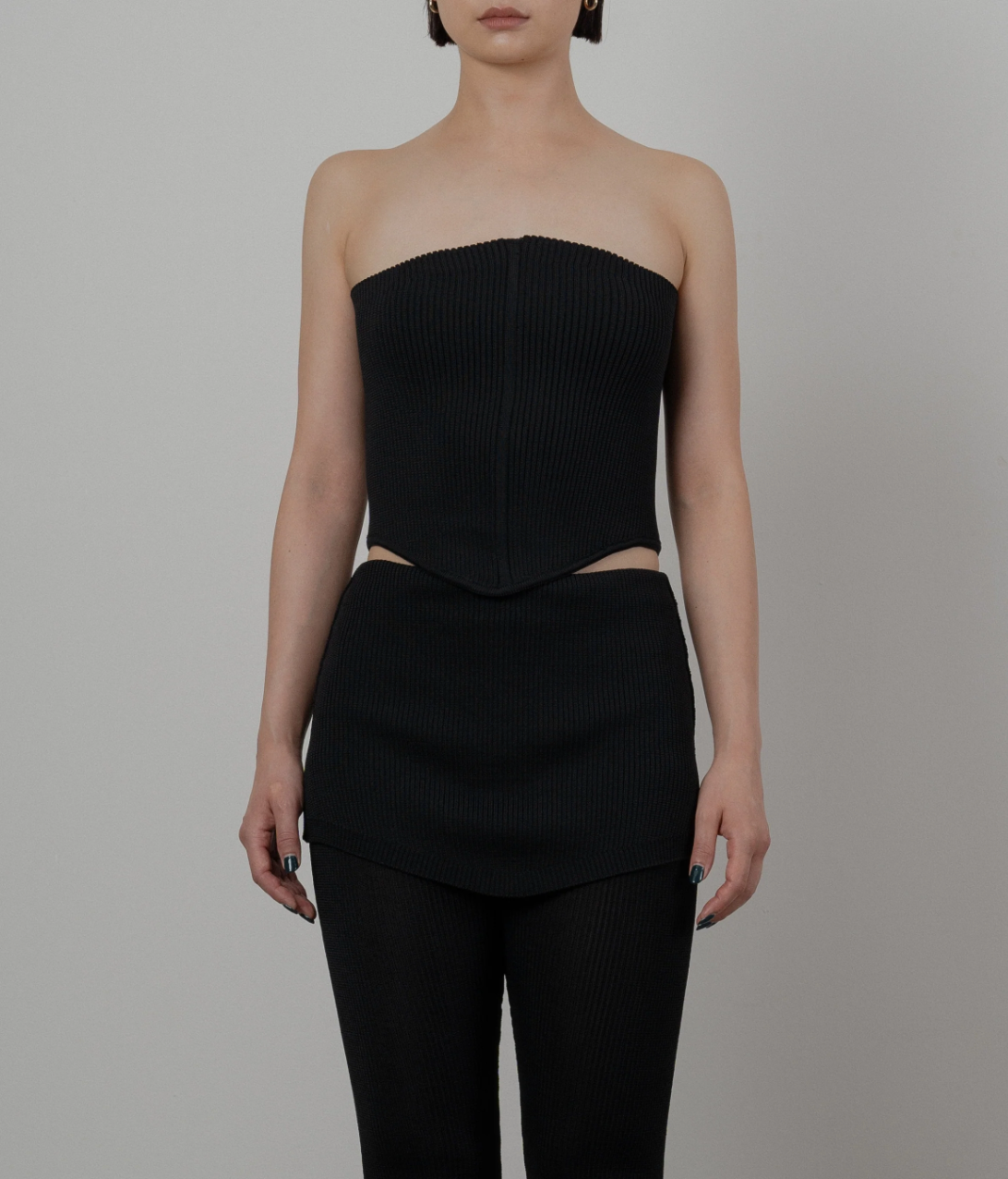 RIB KNITTED  CUMMERBUND [BLACK]