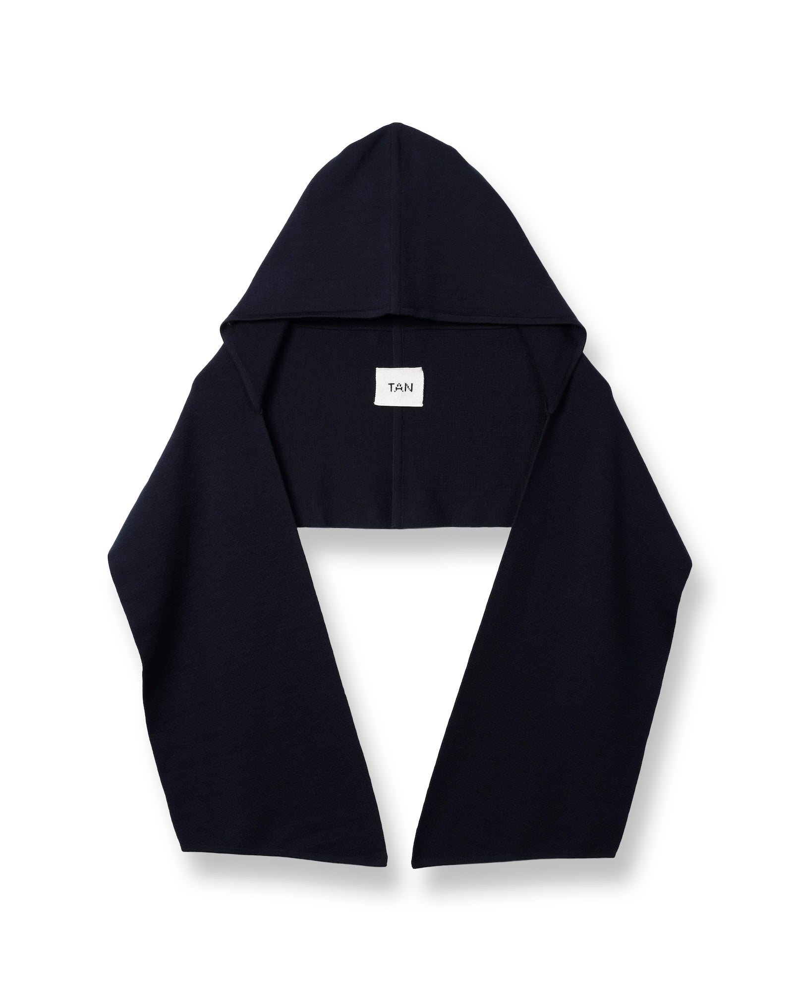 WASHABLE WOOL HOODIE RIB SCARF [NAVY]