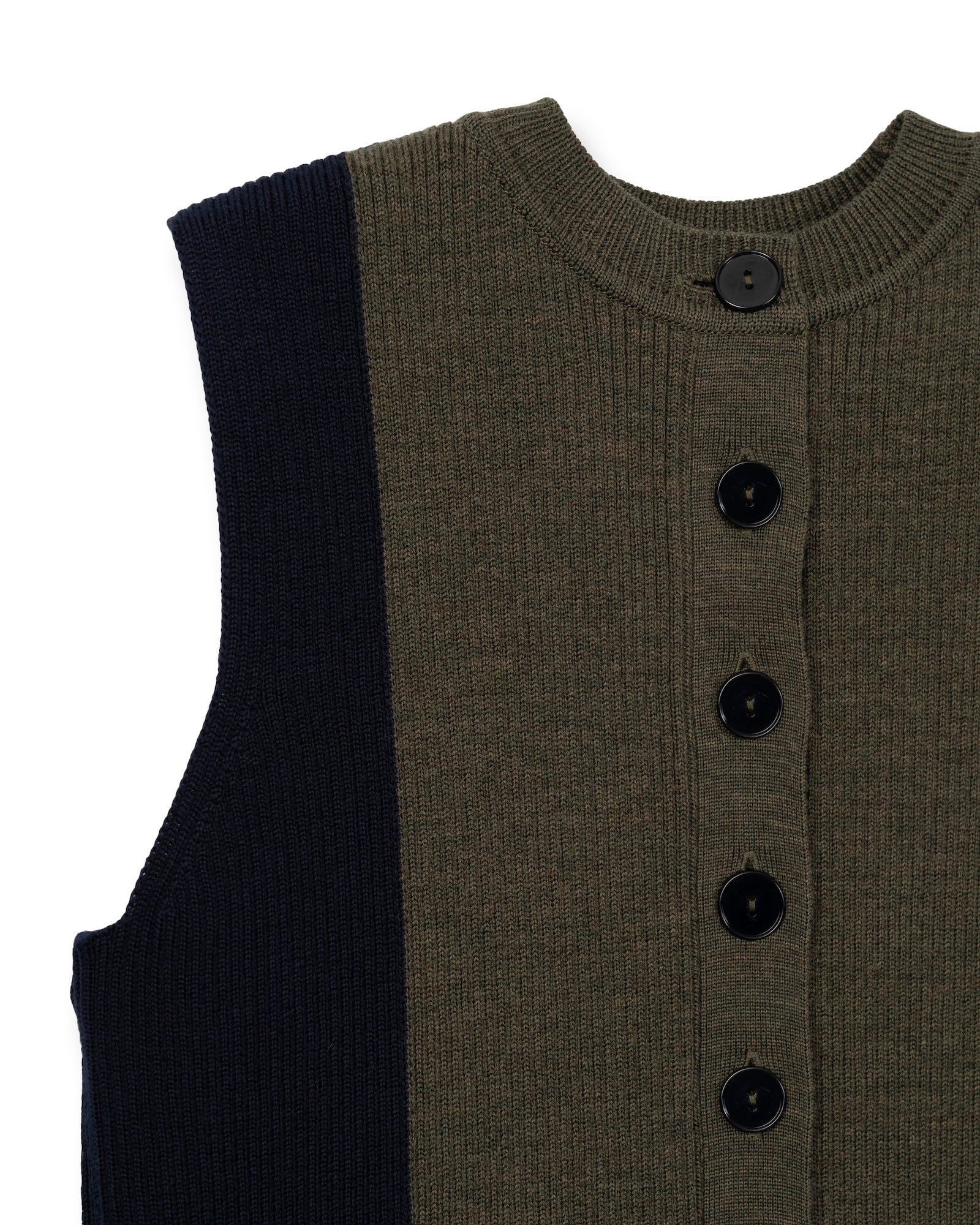 WASHABLE WOOL 2PIECE CARDIGAN [NAVY×KHAKI]