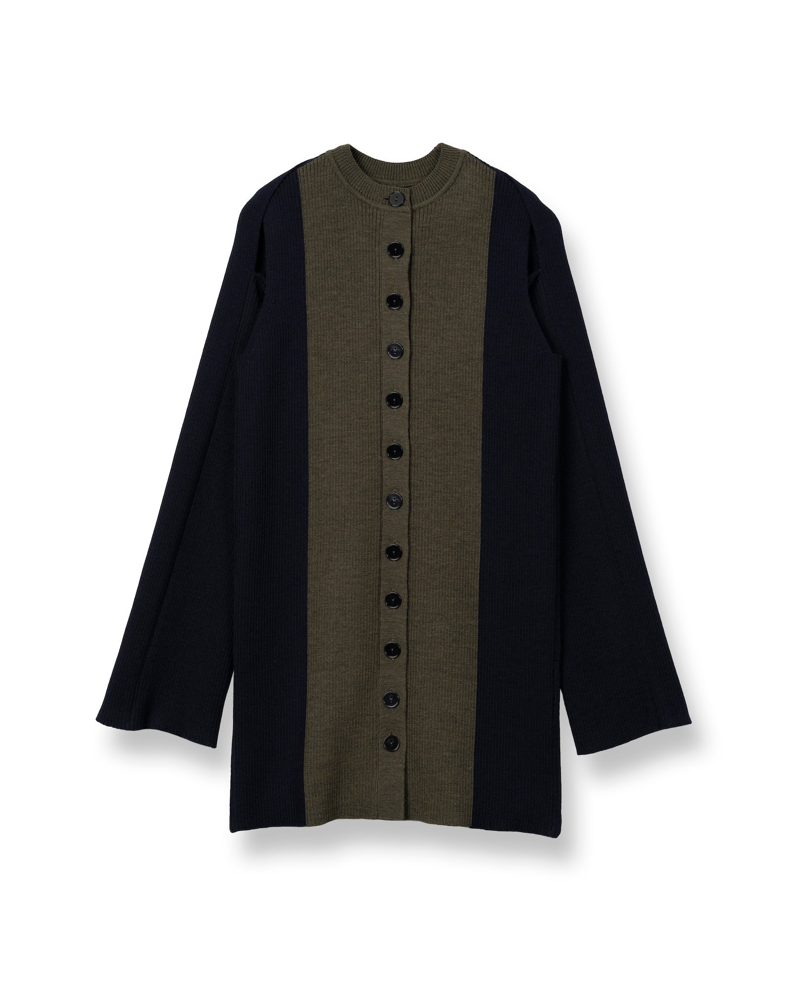 WASHABLE WOOL 2PIECE CARDIGAN [NAVY×KHAKI]