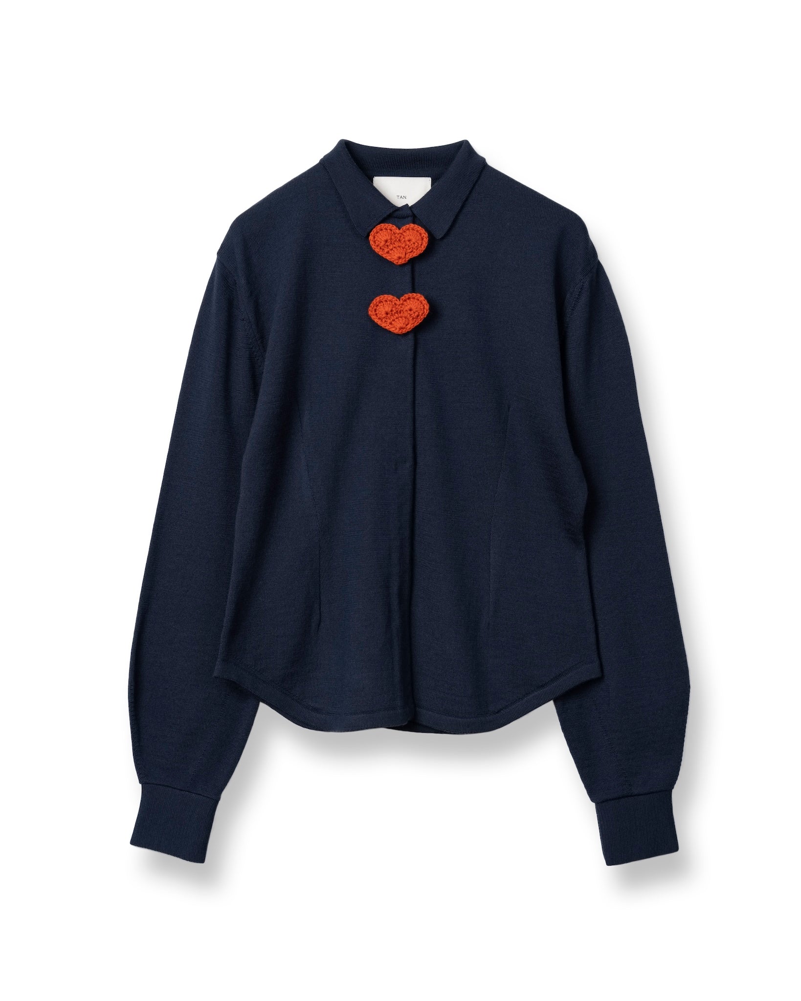 HEART SUIT MOTIF KNITTED SHIRTS [NAVY]