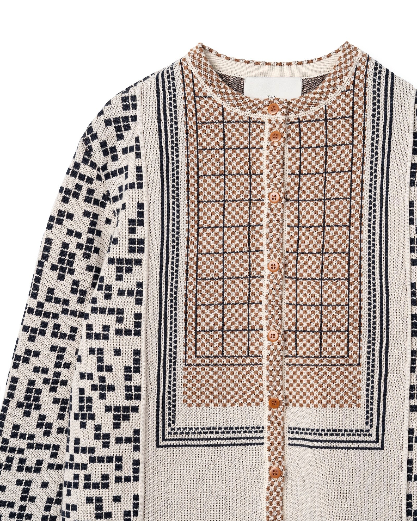 BOARD GAME PATTERN JACQUARD SHIRT [BROWN MIX]