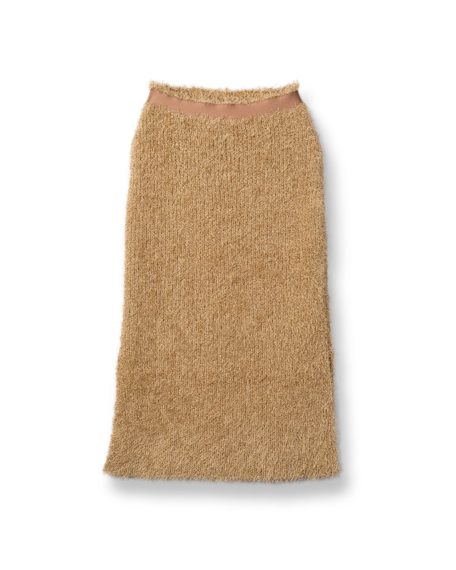 SHIMMERING SHAGGY KNITTED SKIRT [CHAMPAGNE GOLD]