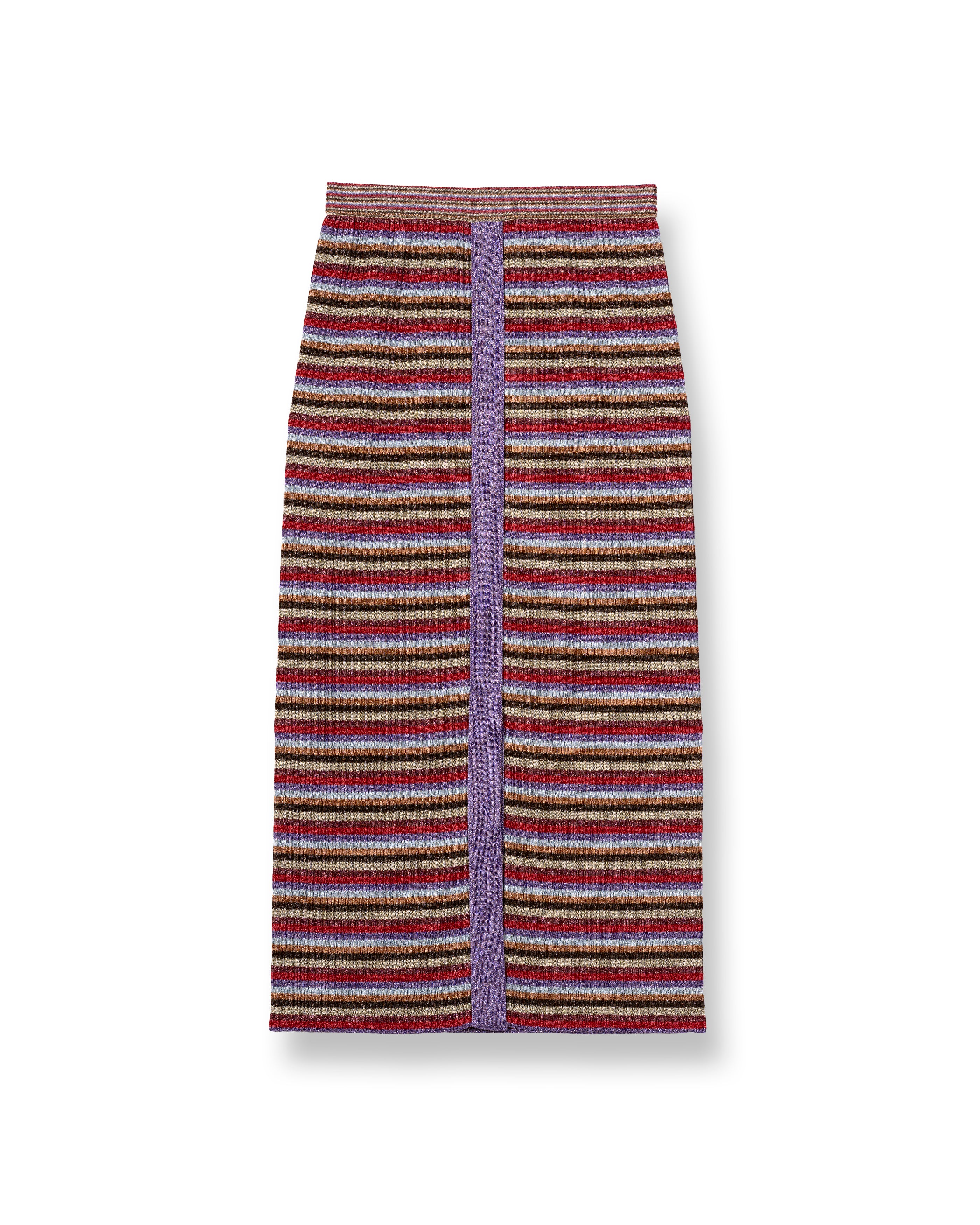 LULEX MULTIBORDER KNITTED SKIRT [RED×BROWN MIX]