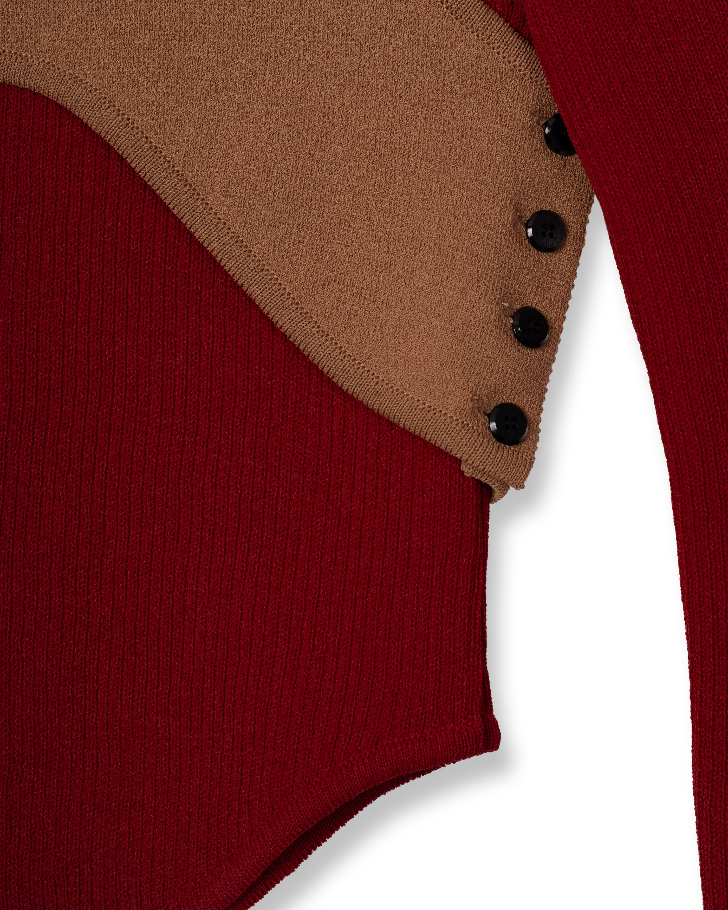 MATT RIB LAYERED KNIT TOPS [RED]