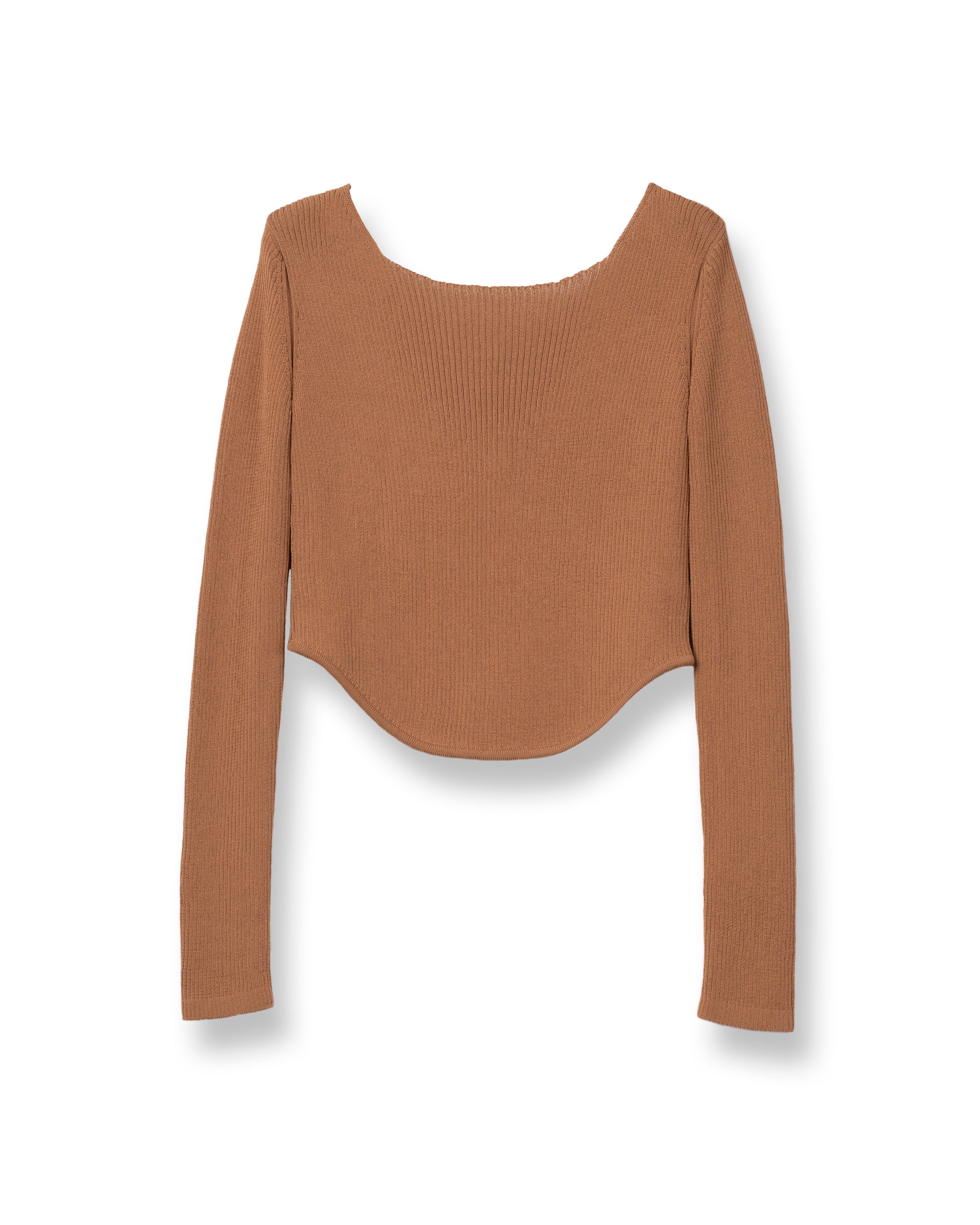 MATT RIB LAYERED KNIT TOPS [L.CAMEL]