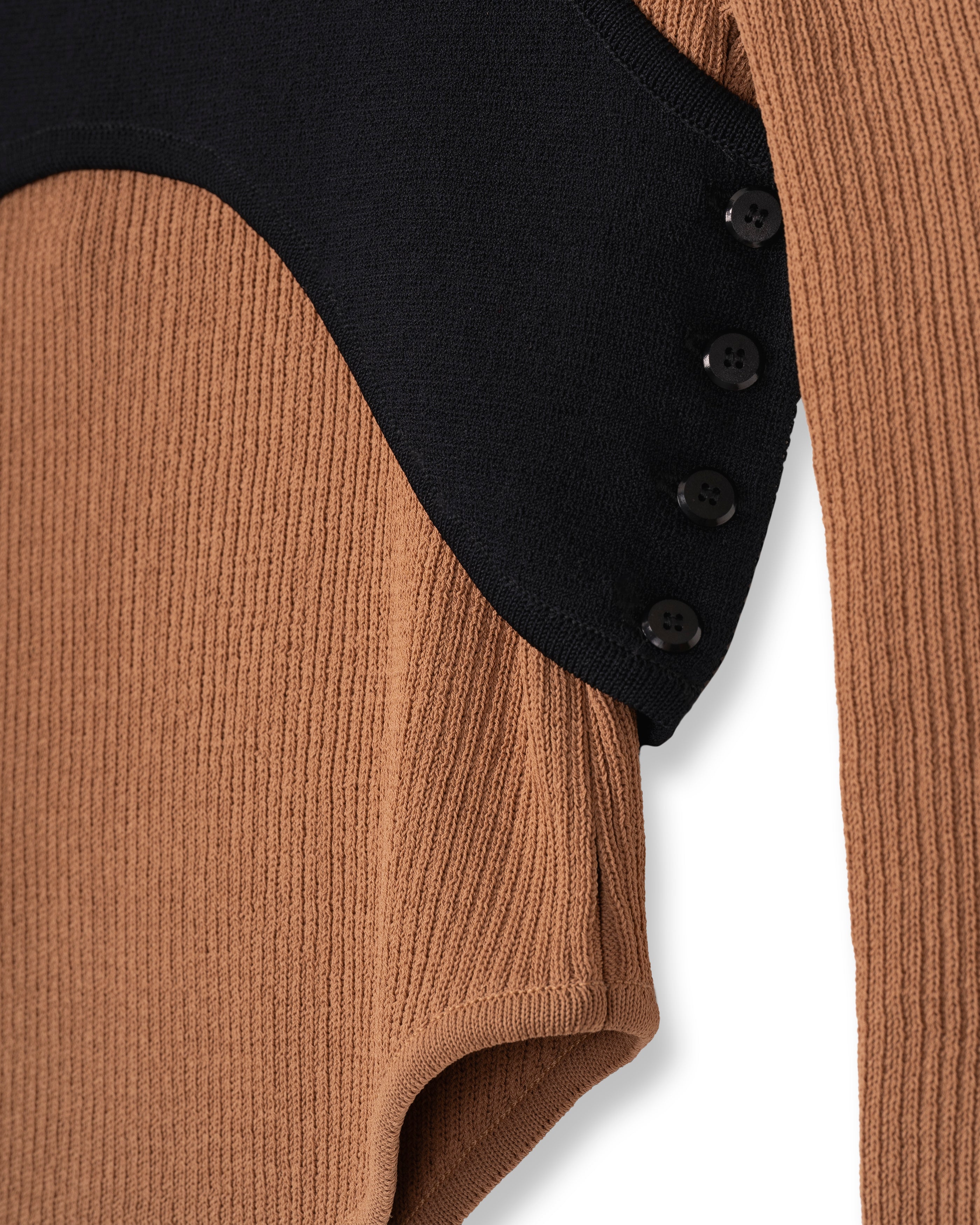 MATT RIB LAYERED KNIT TOPS [L.CAMEL]