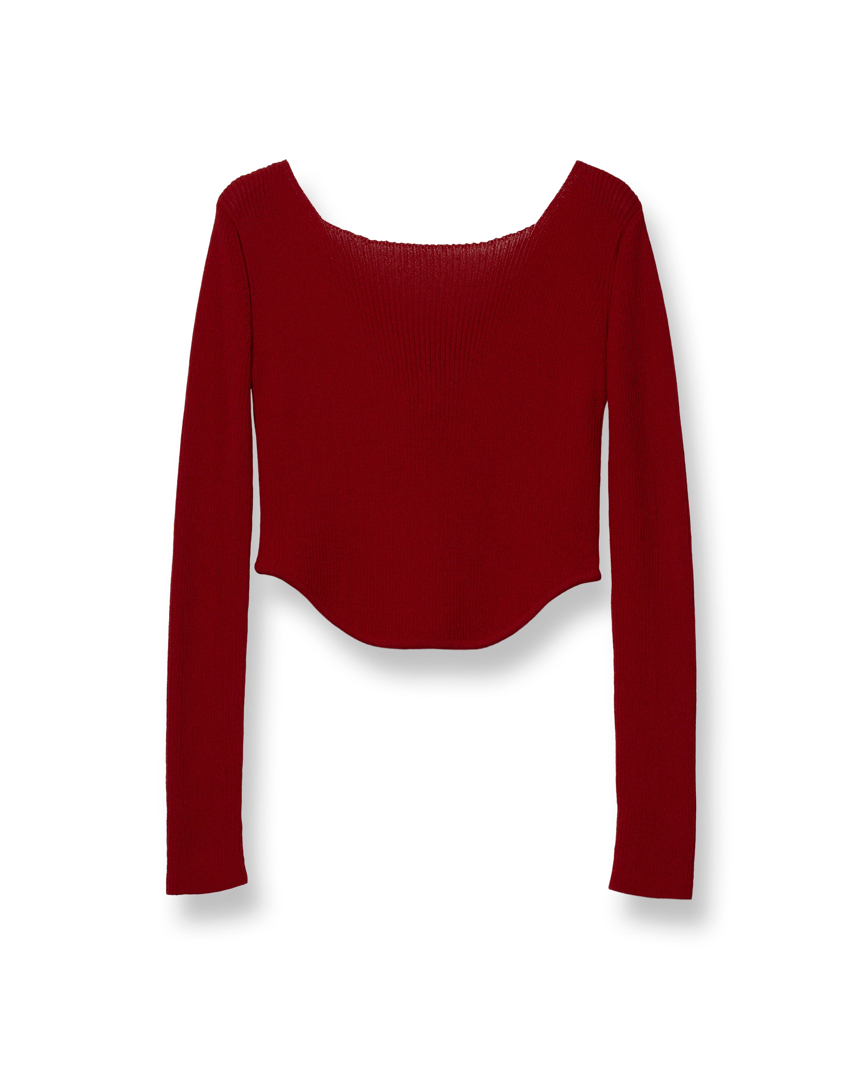 MATT RIB LAYERED KNIT TOPS [RED]