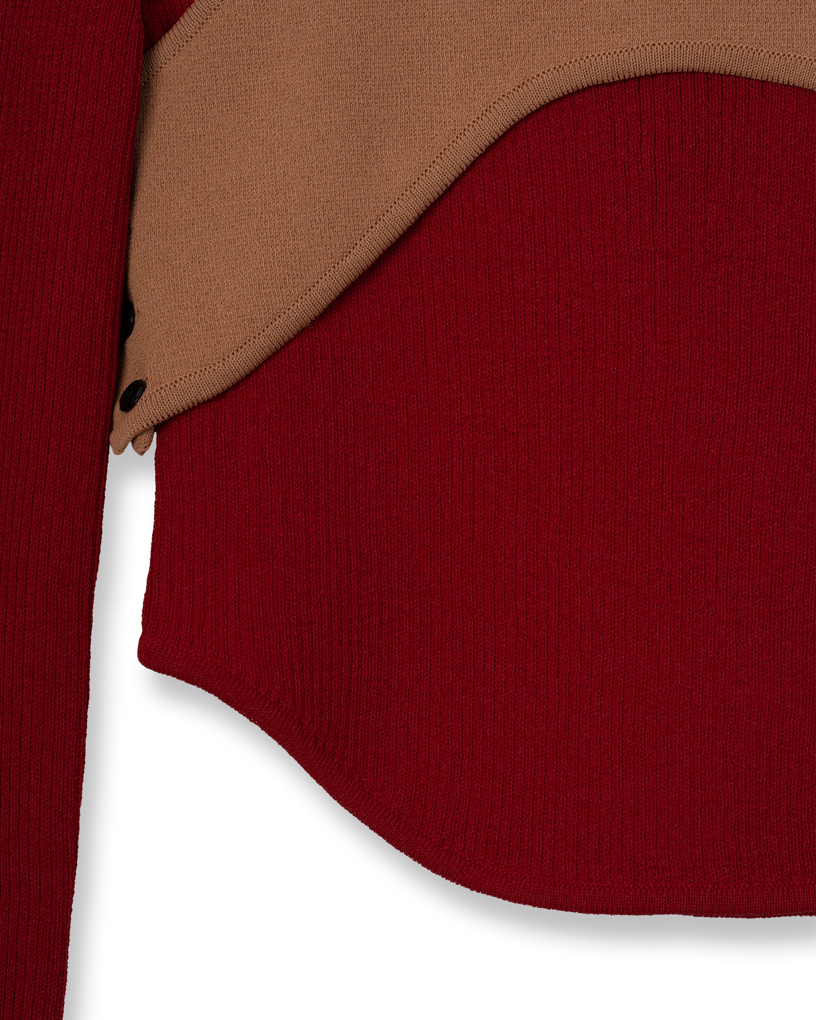 MATT RIB LAYERED KNIT TOPS [RED]