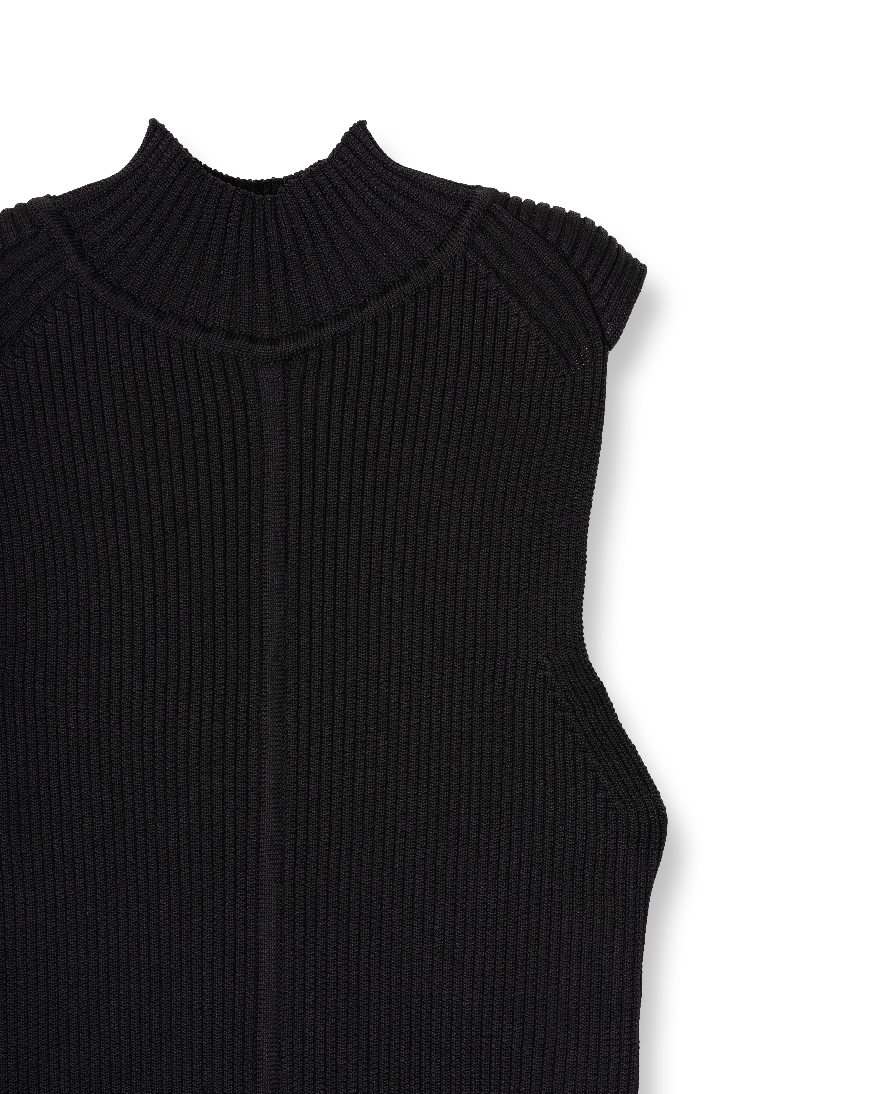 RIB KNITTED FIT TOPS [BLACK]