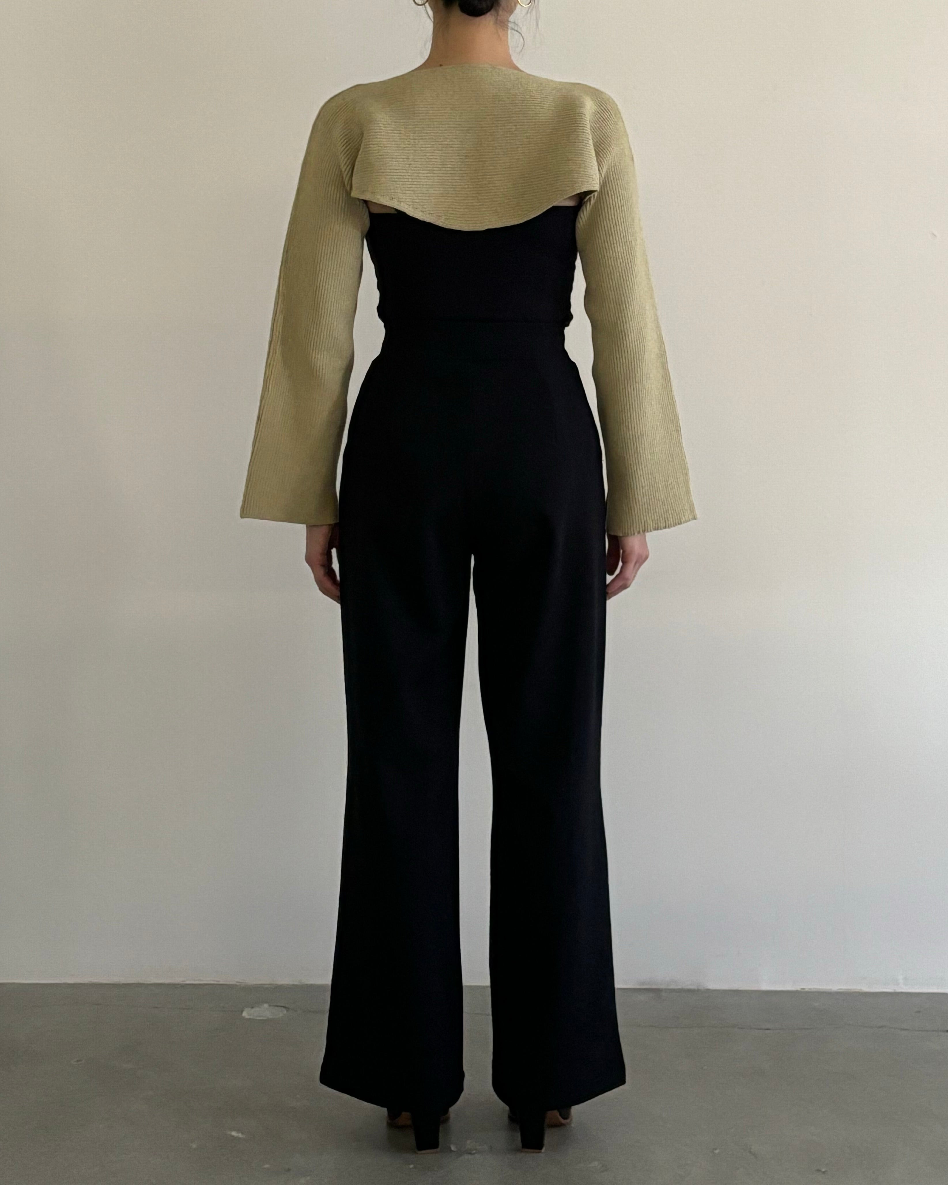 PADDED HEM KNIT SLEEVES [BEIGE]