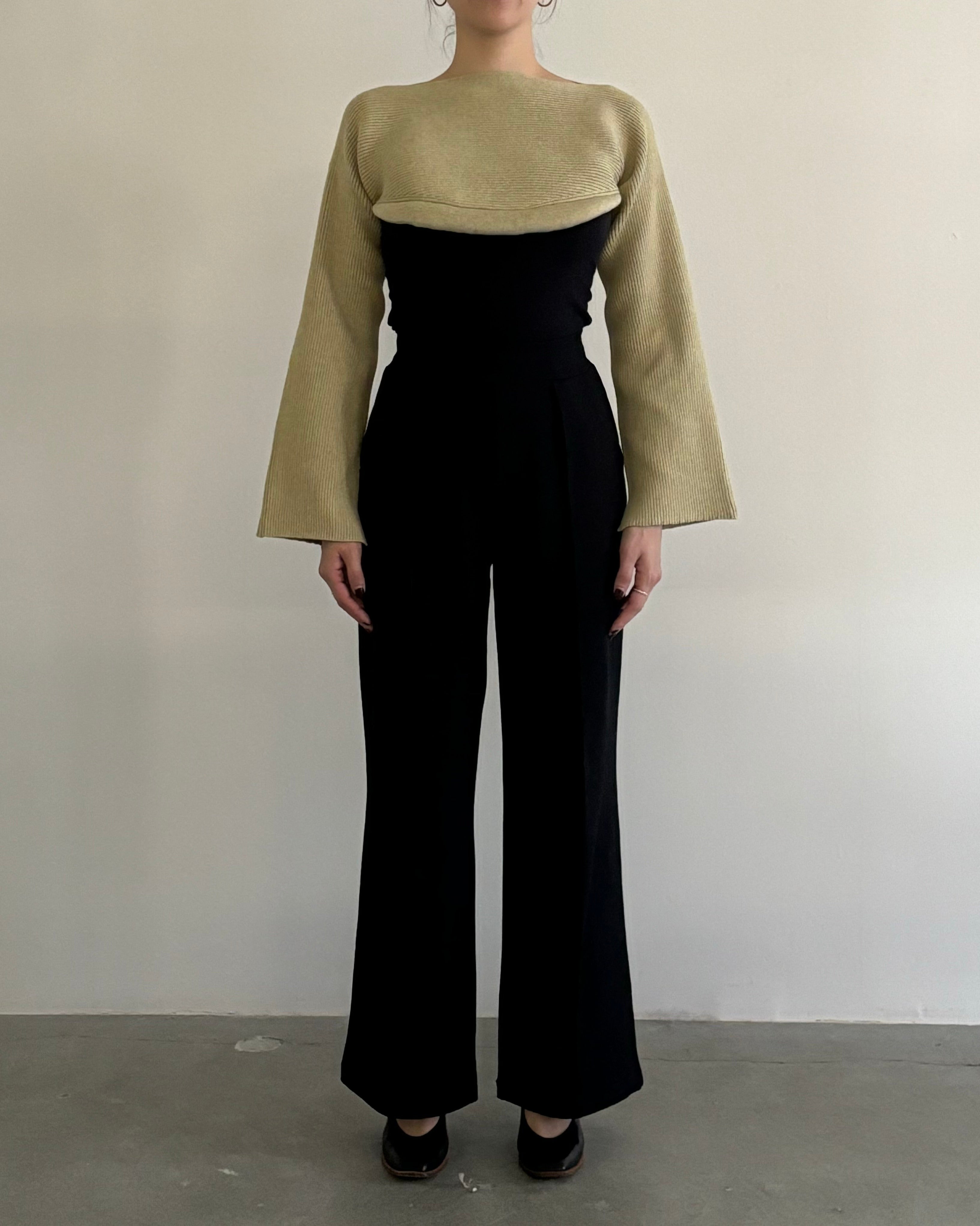 PADDED HEM KNIT SLEEVES [BEIGE]