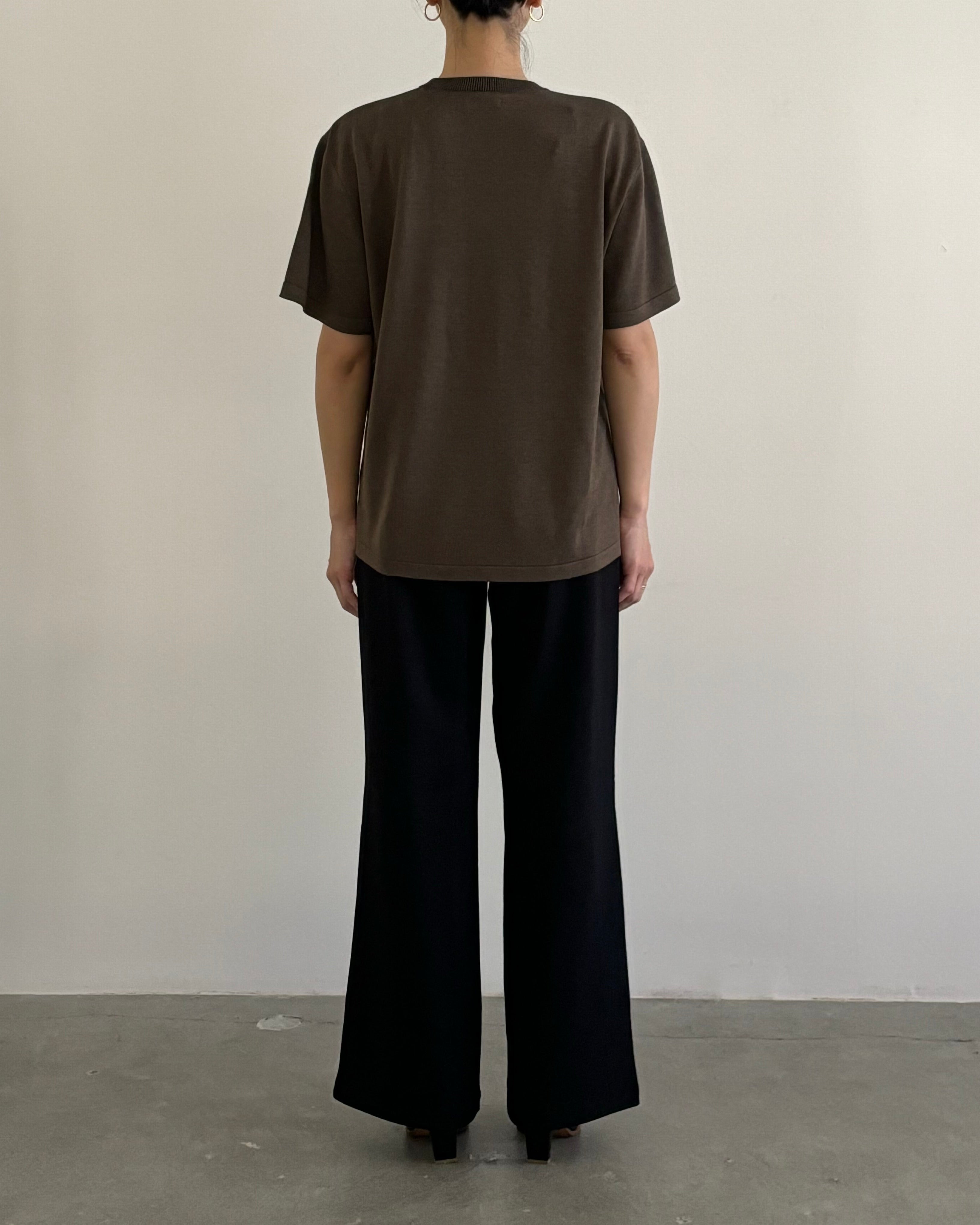 SMOOTH TENCEL WOOL KNIT TEE [BROWN]