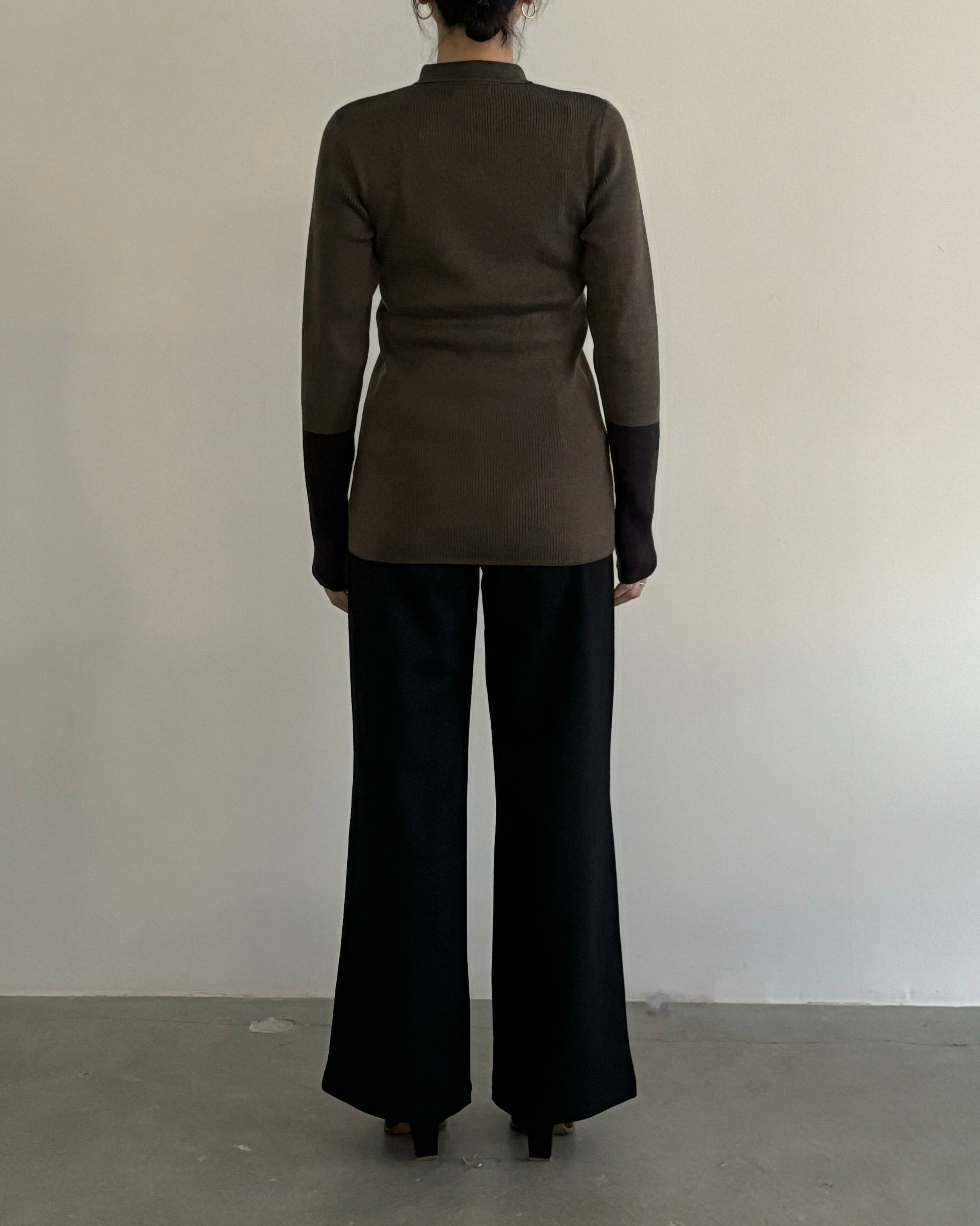 SMOOTH TENCEL WOOL KNIT DIA PATTERN SHIRTS [BROWN]