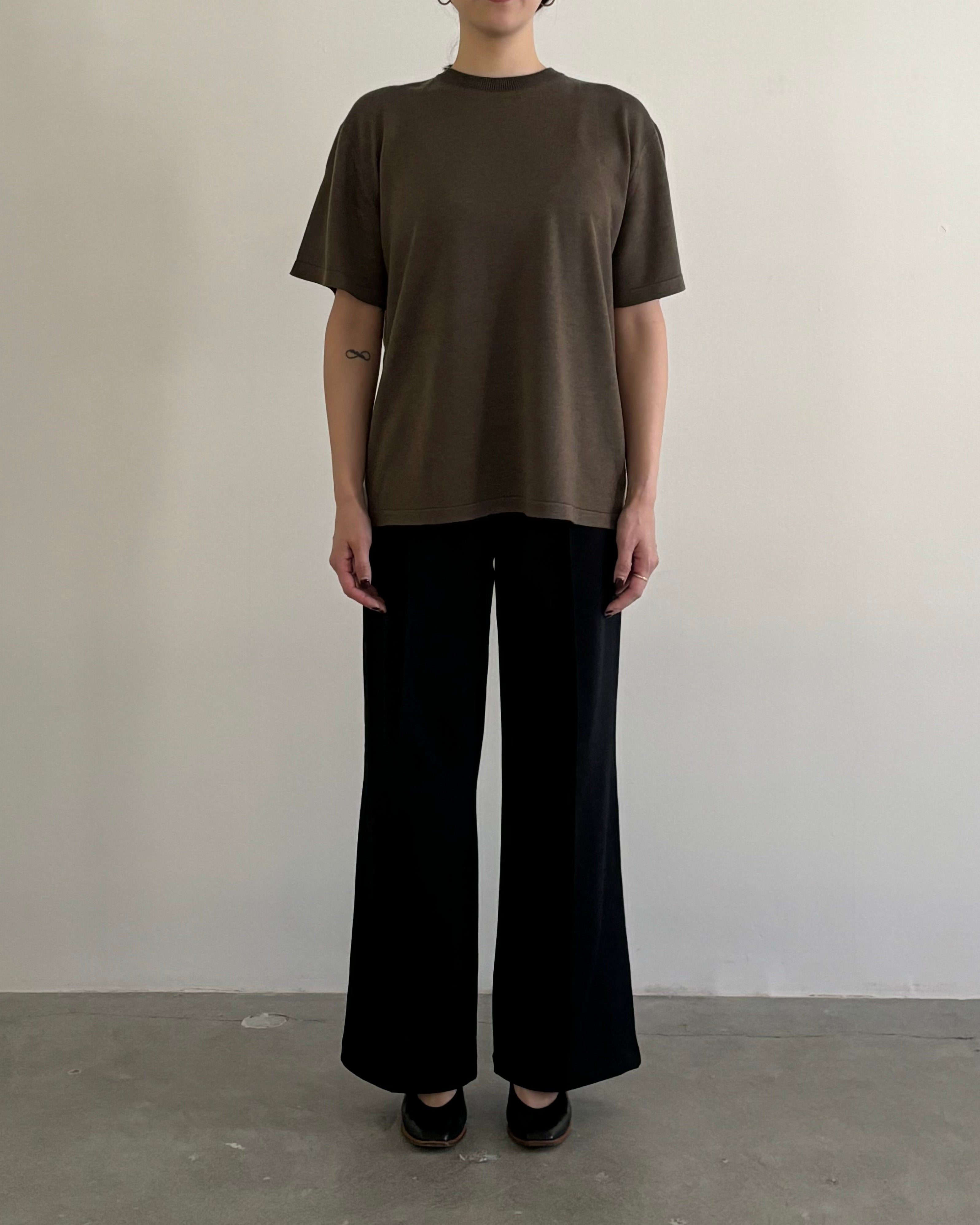 SMOOTH TENCEL WOOL KNIT TEE [BROWN]