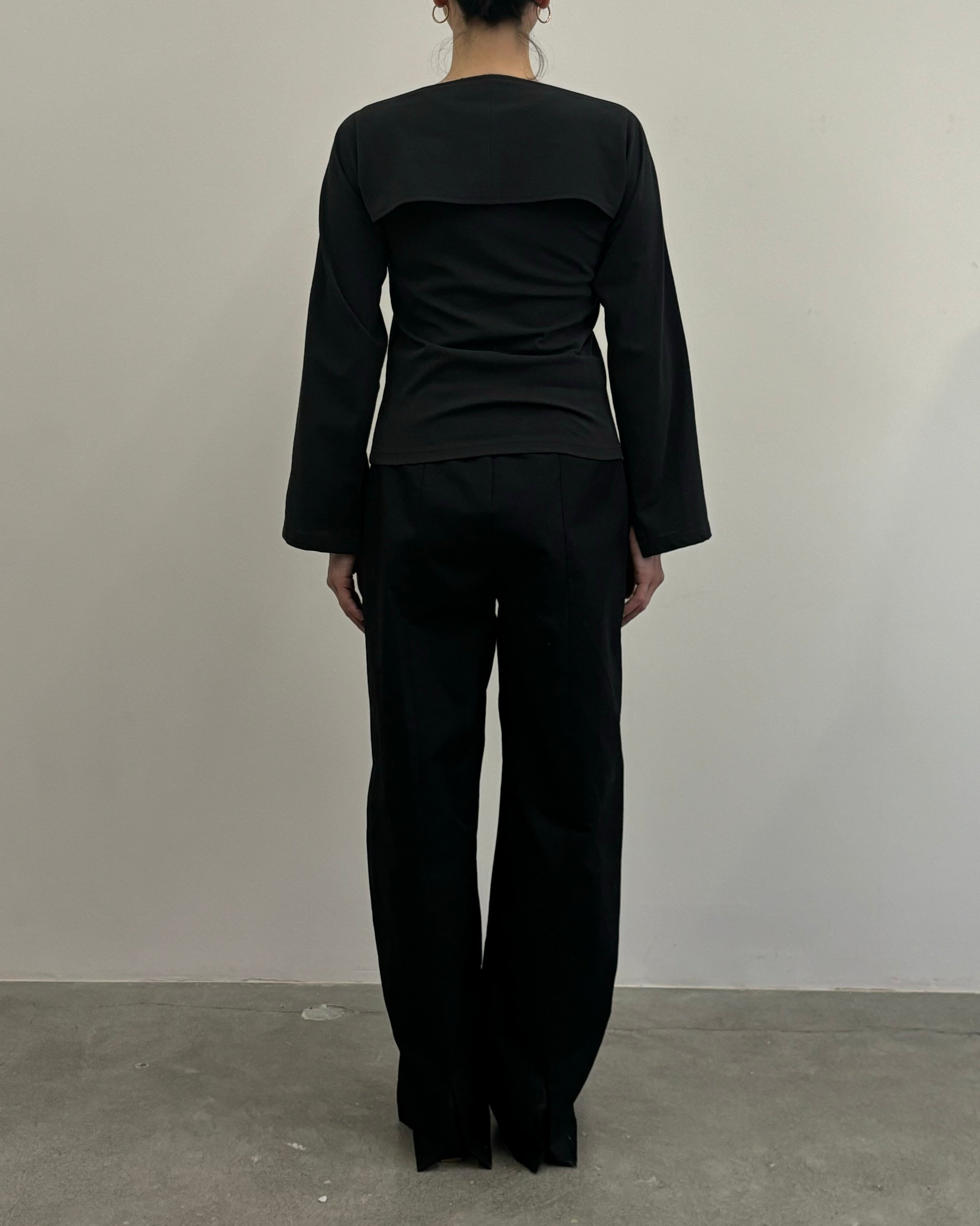 SATIN PANEL CUTSEW 2PIECE [CHARCOAL]