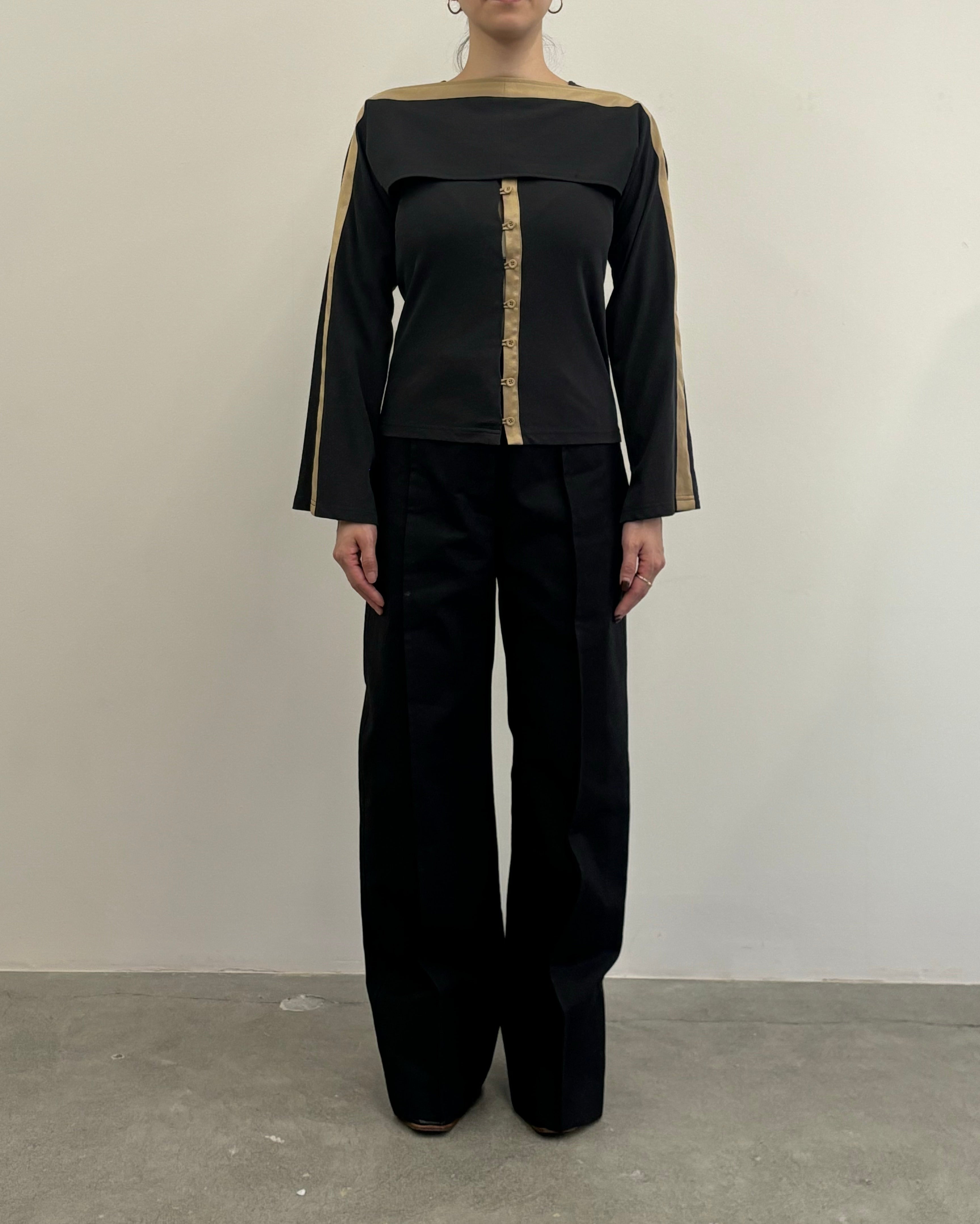 SATIN PANEL CUTSEW 2PIECE [CHARCOAL]