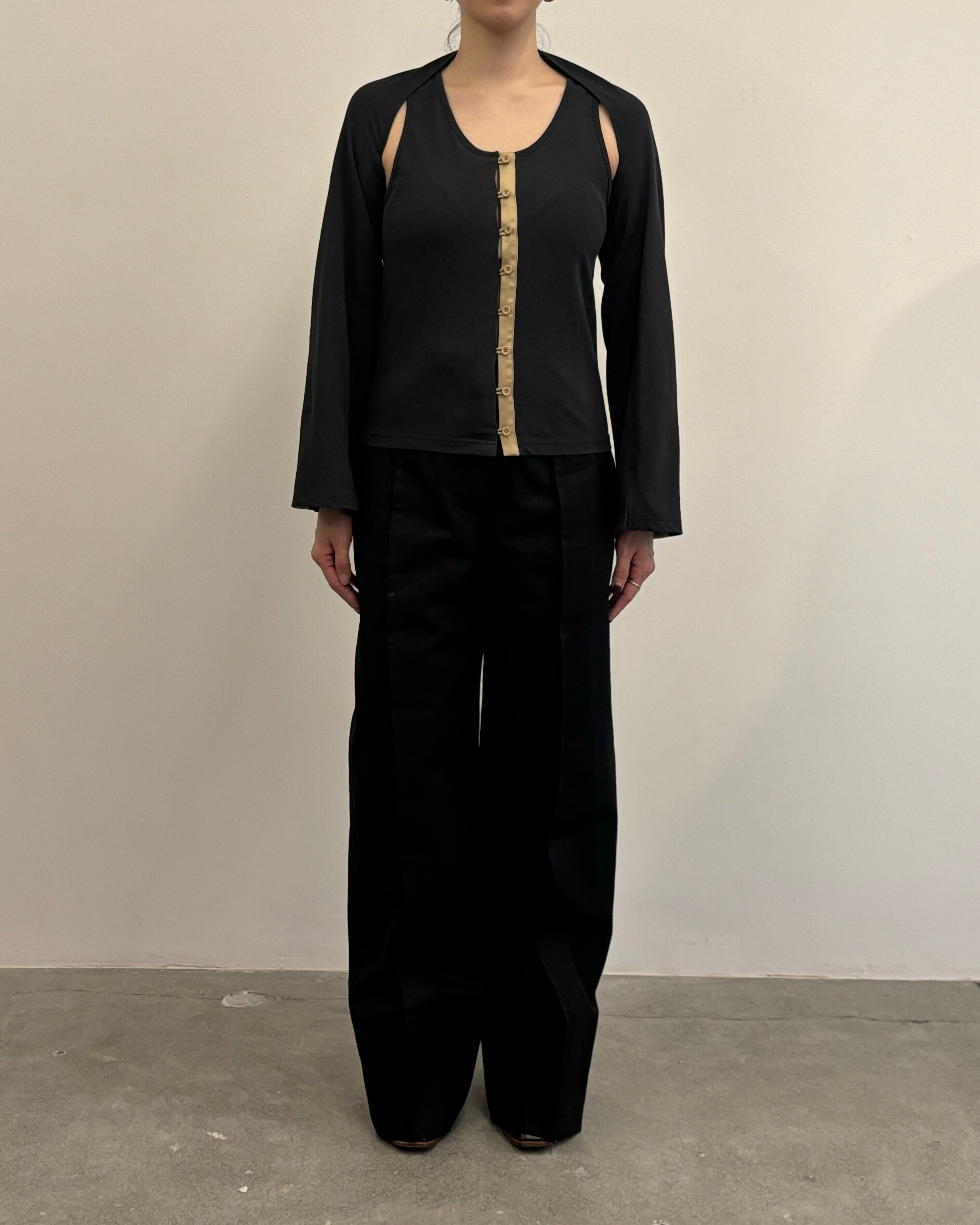 SATIN PANEL CUTSEW 2PIECE [CHARCOAL]