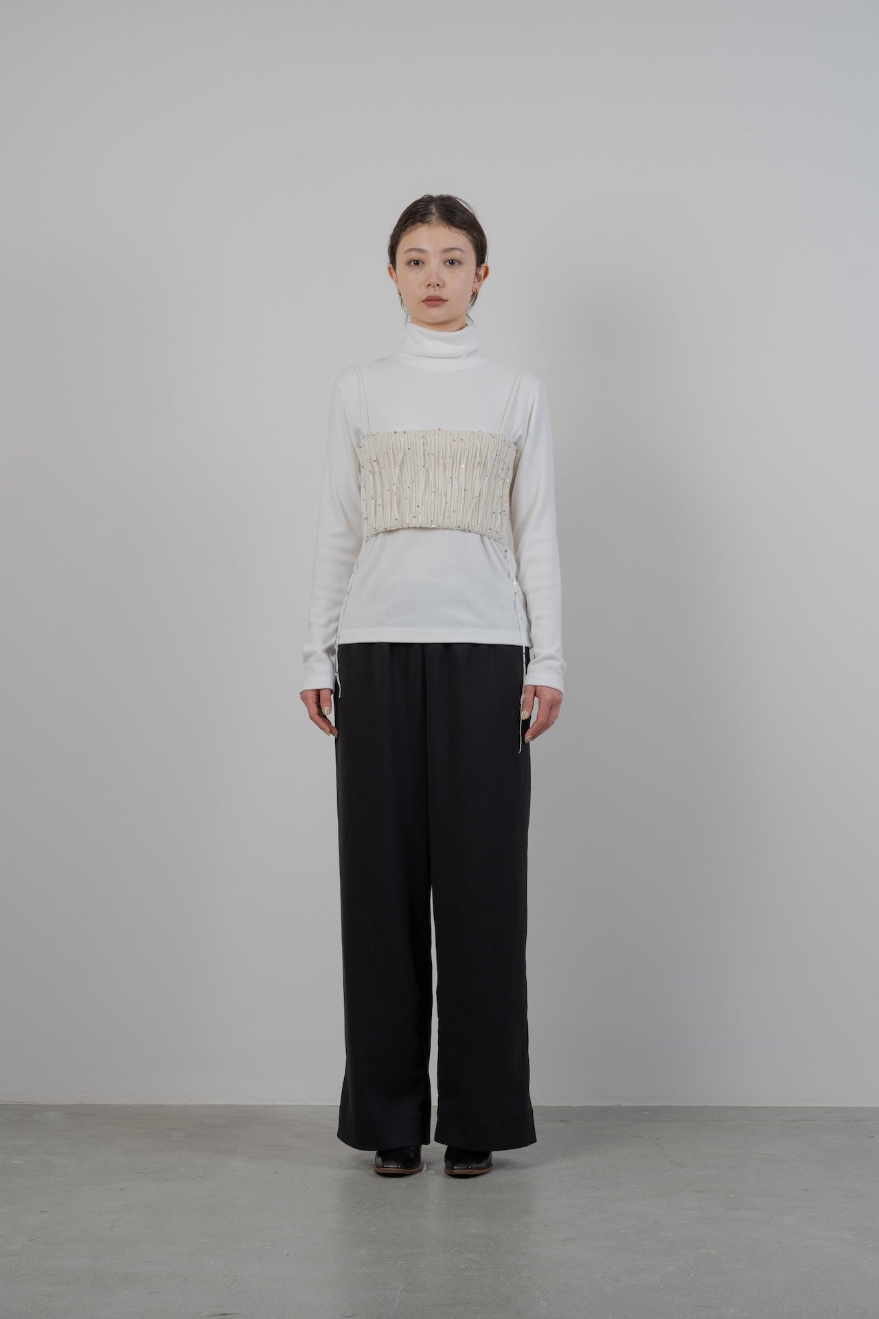 SPANGLE KNITTED BAND TOP [WHITE]