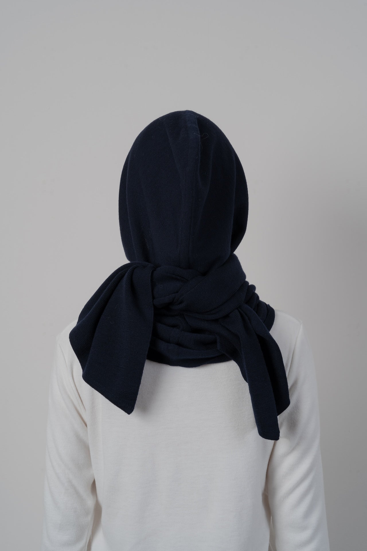 WASHABLE WOOL HOODIE RIB SCARF [NAVY]