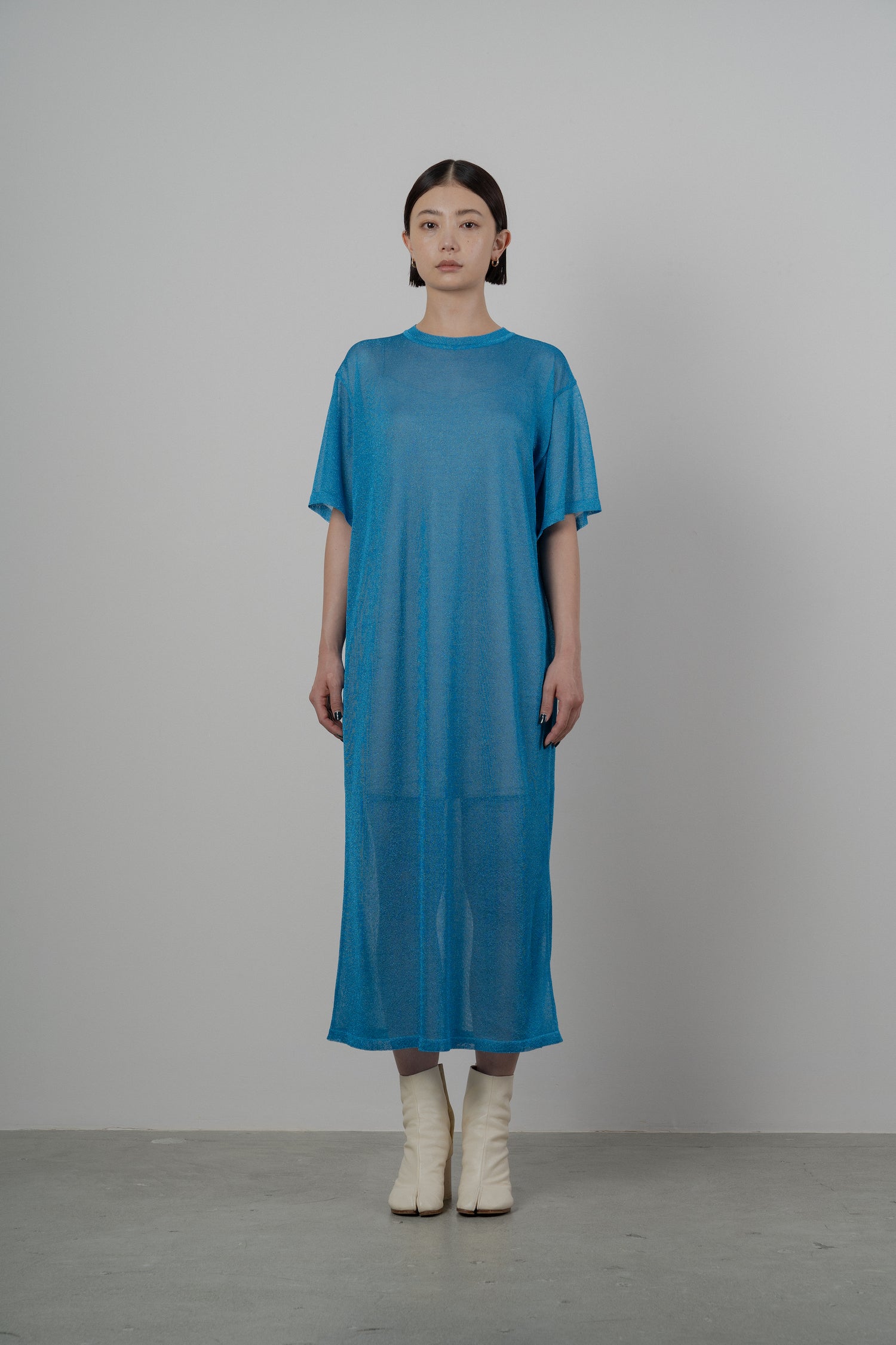 LULEX SHEER KNITTED DRESS [TURQUOISE]