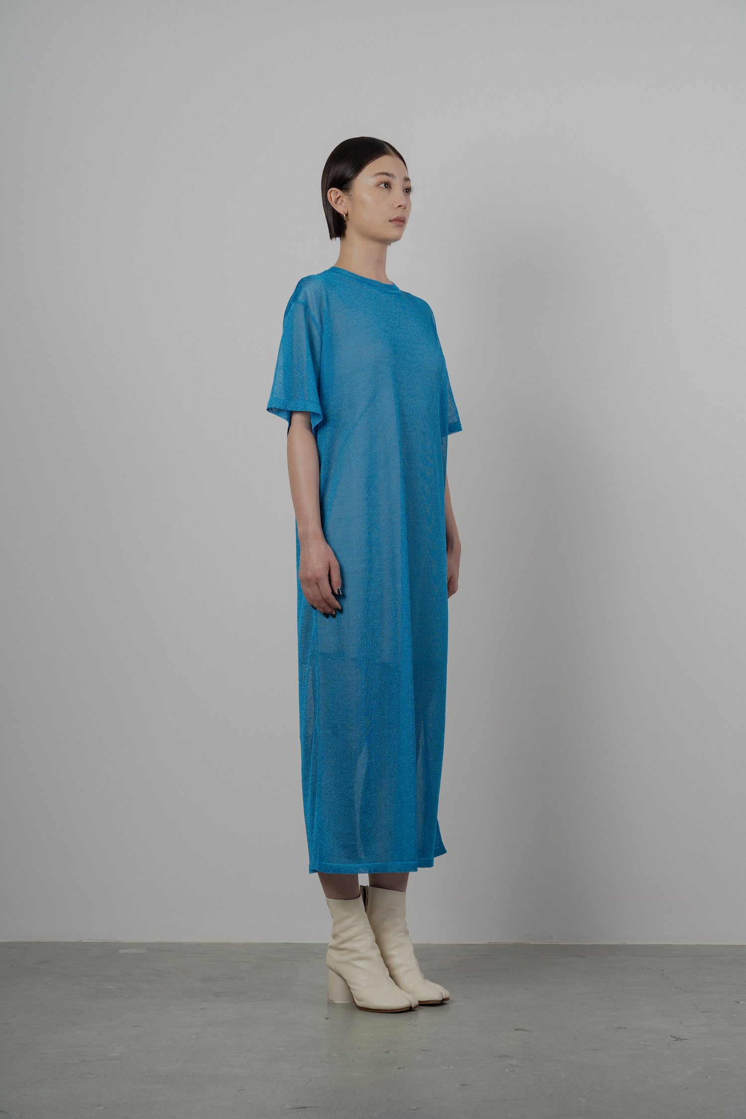 LULEX SHEER KNITTED DRESS [TURQUOISE]