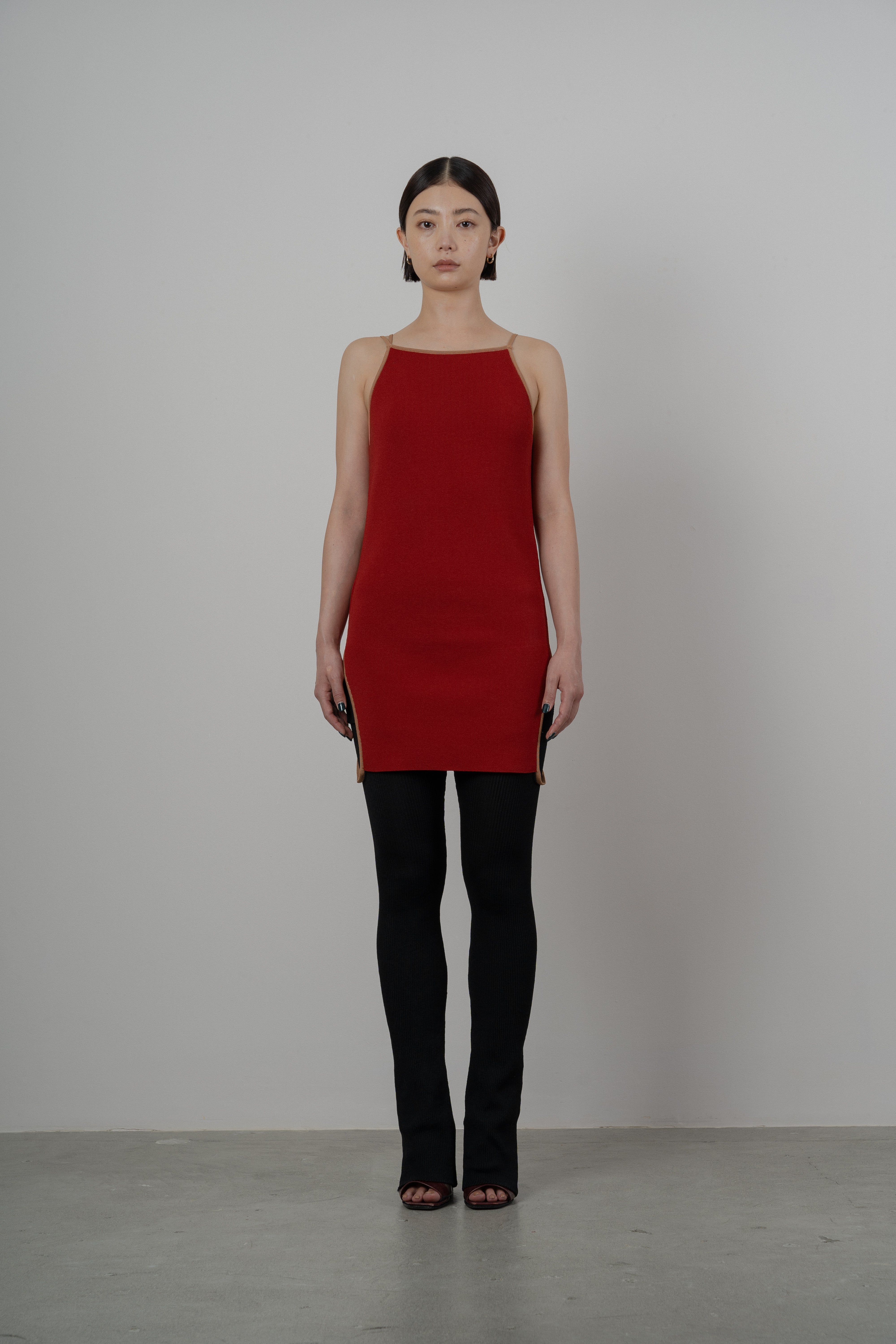 MATT RIB KNITTED MULTIWAY TUNIC [RED]