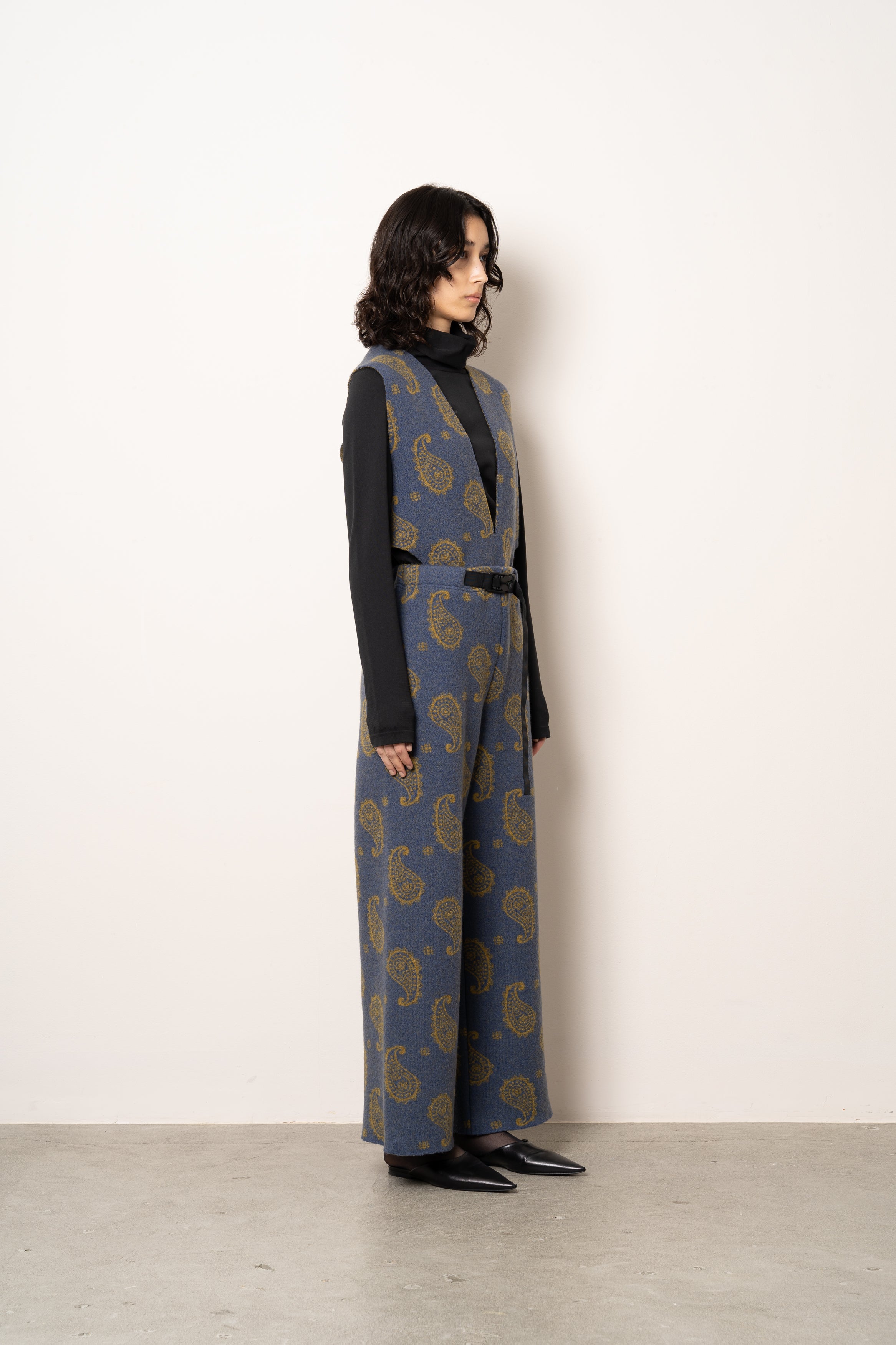 PAISLEY BOILED KNIT OVERALLS [NAVY]