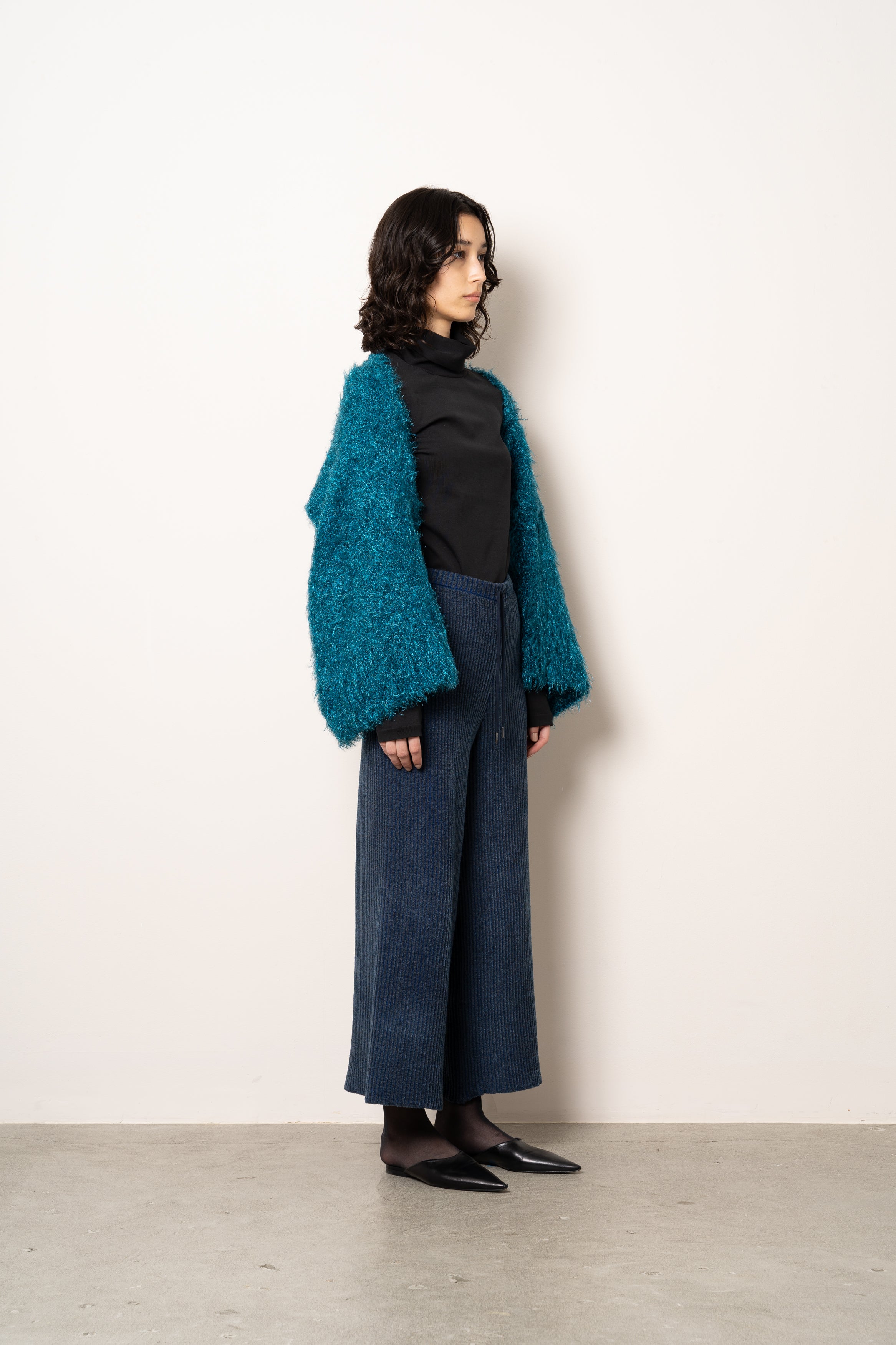 METALLIC LIKE SHAGGY BOLERO [MIDNIGHT BLUE]