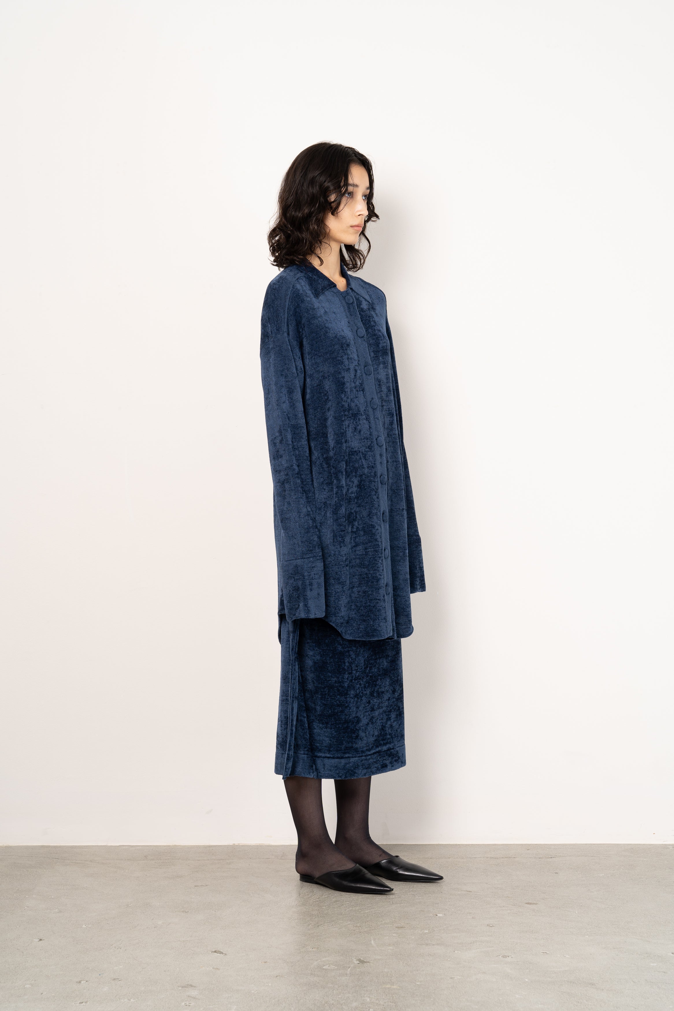 MOLE HEM KNIT SKIRT [DEEPBLUE]