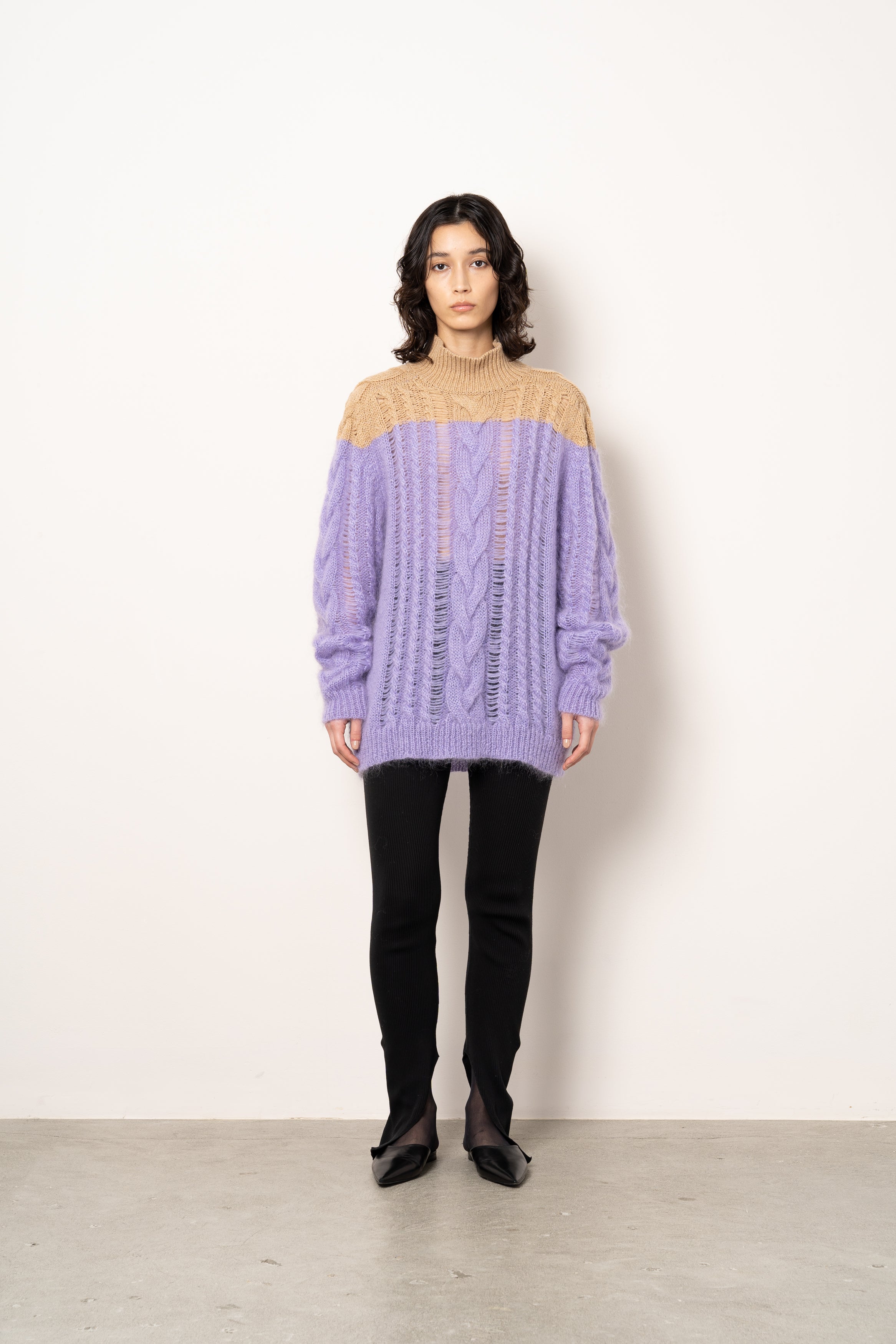 MOHAIR CABLE SWEATER [LAVENDER]