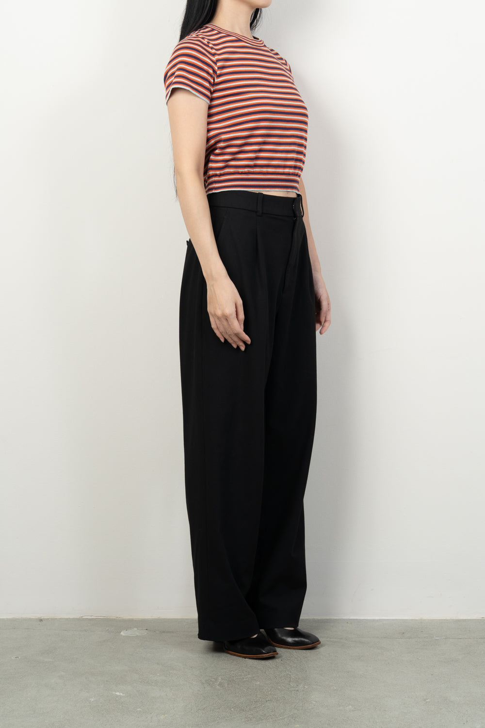 COMPACT KNITTED TEE [YELLOW MIX BORDER]