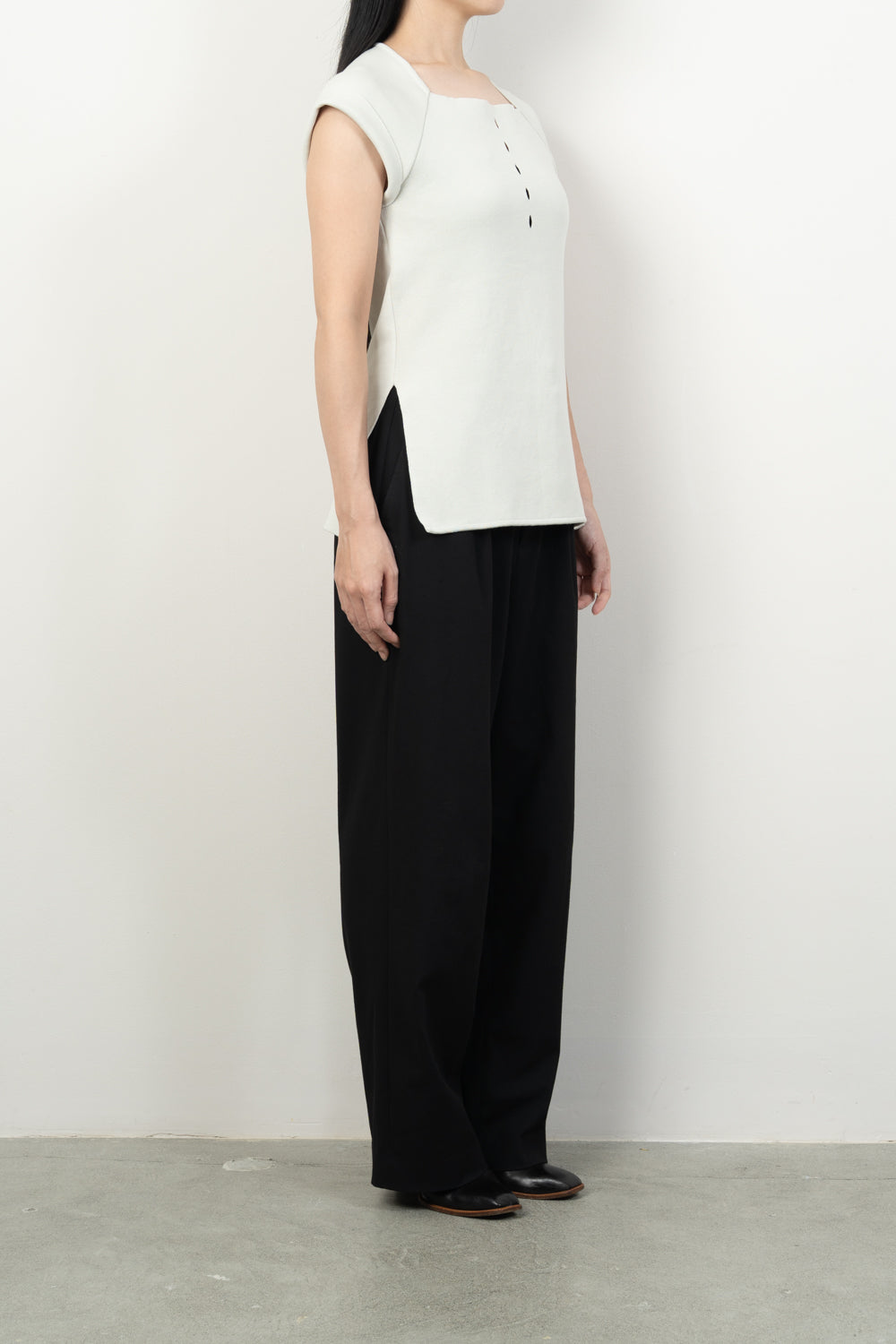 EYELET KNITTED TOPS [ICE GRAY]