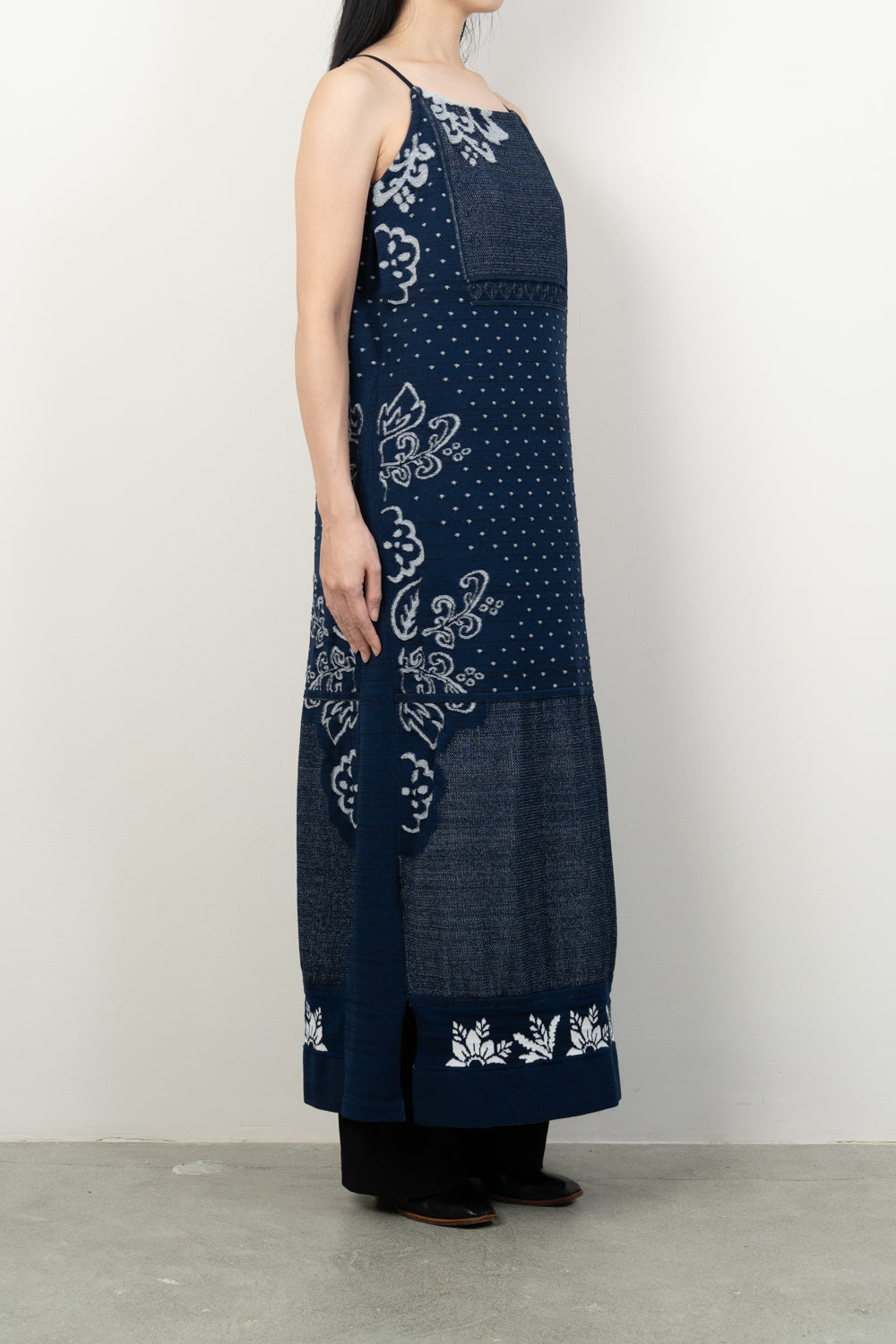 BOTANICAL CONTRAST KNIT DRESS [GREIGE]