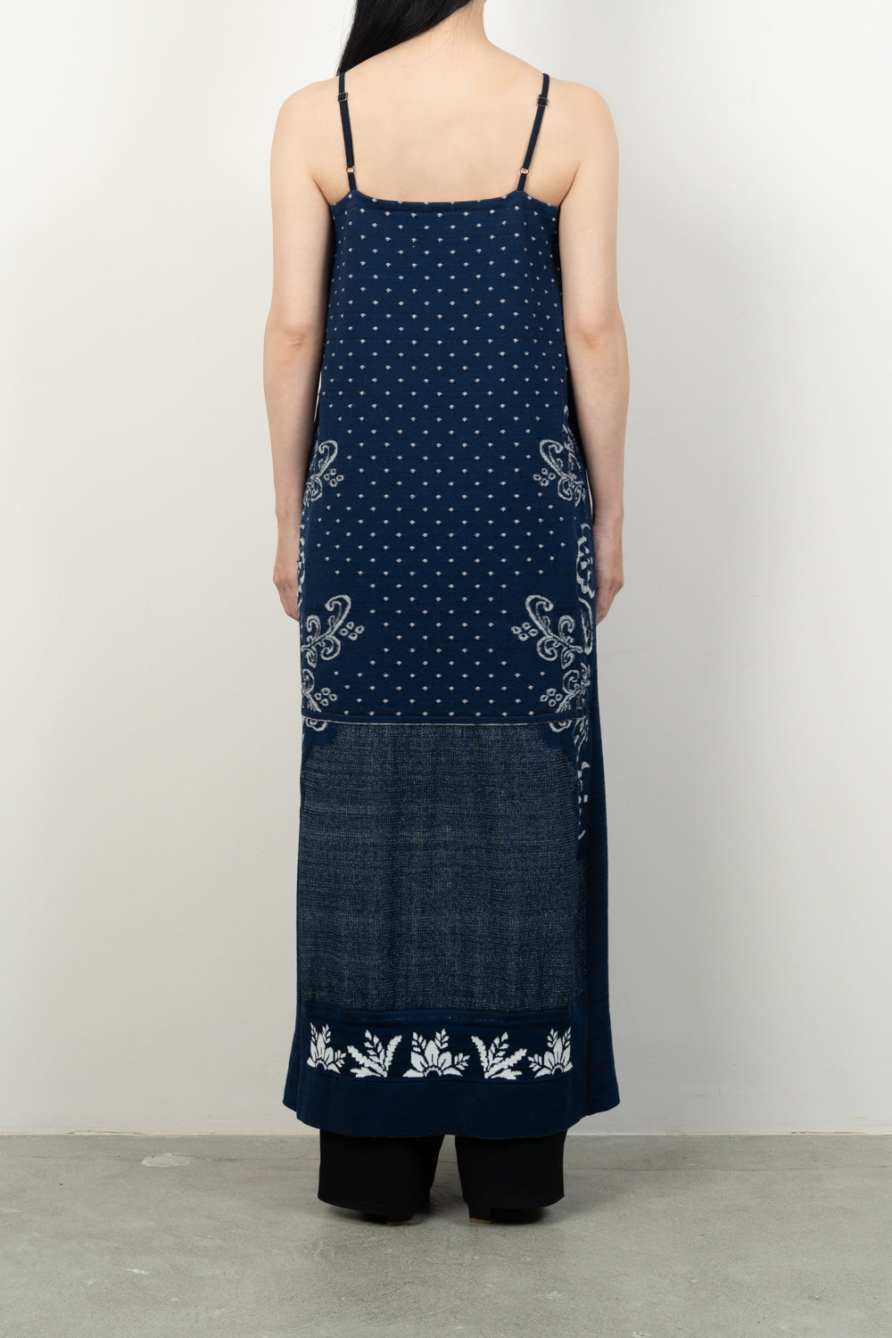 BOTANICAL CONTRAST KNIT DRESS [GREIGE]
