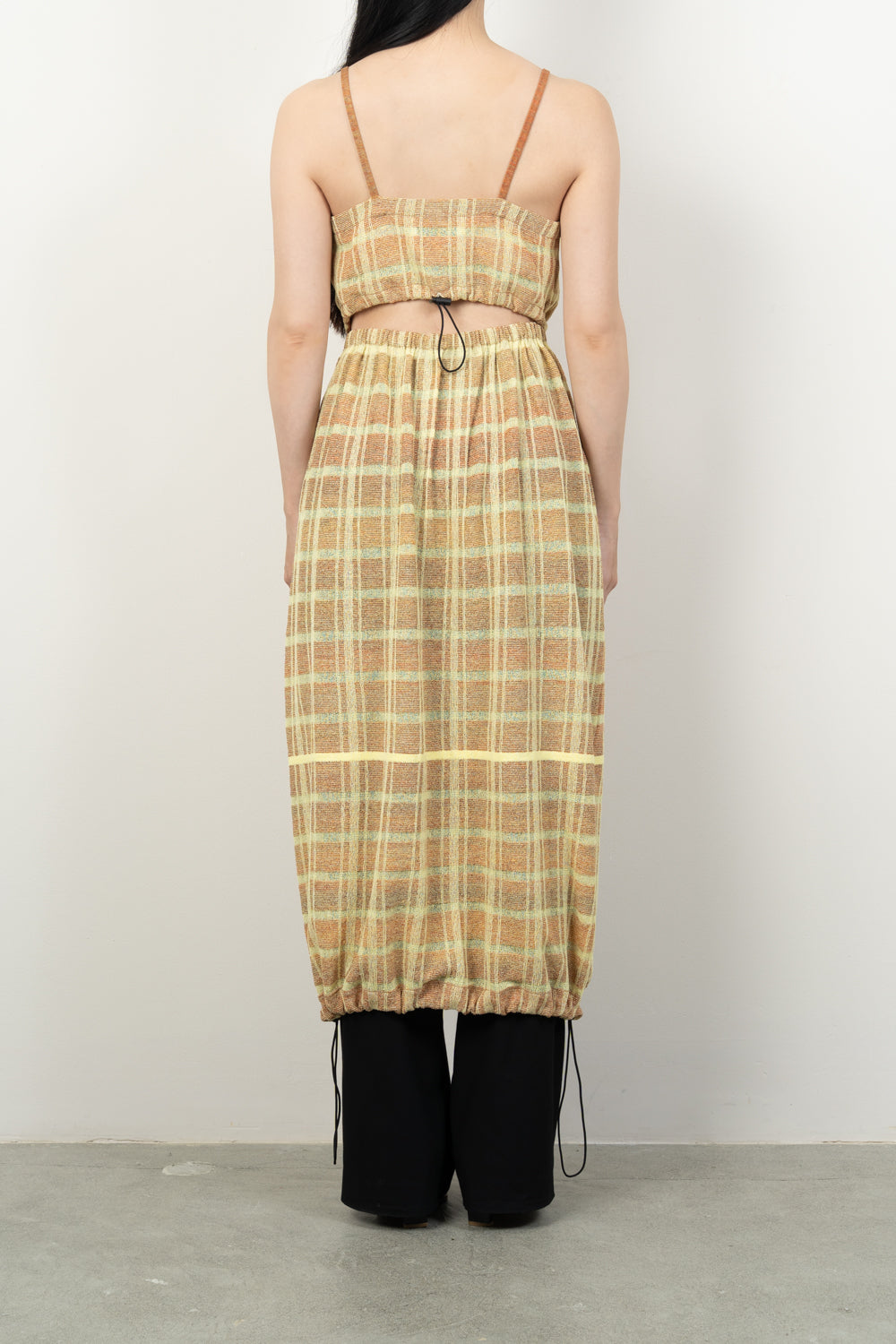 LAYERED TEXTURE KNIT DRESS [GREEN]