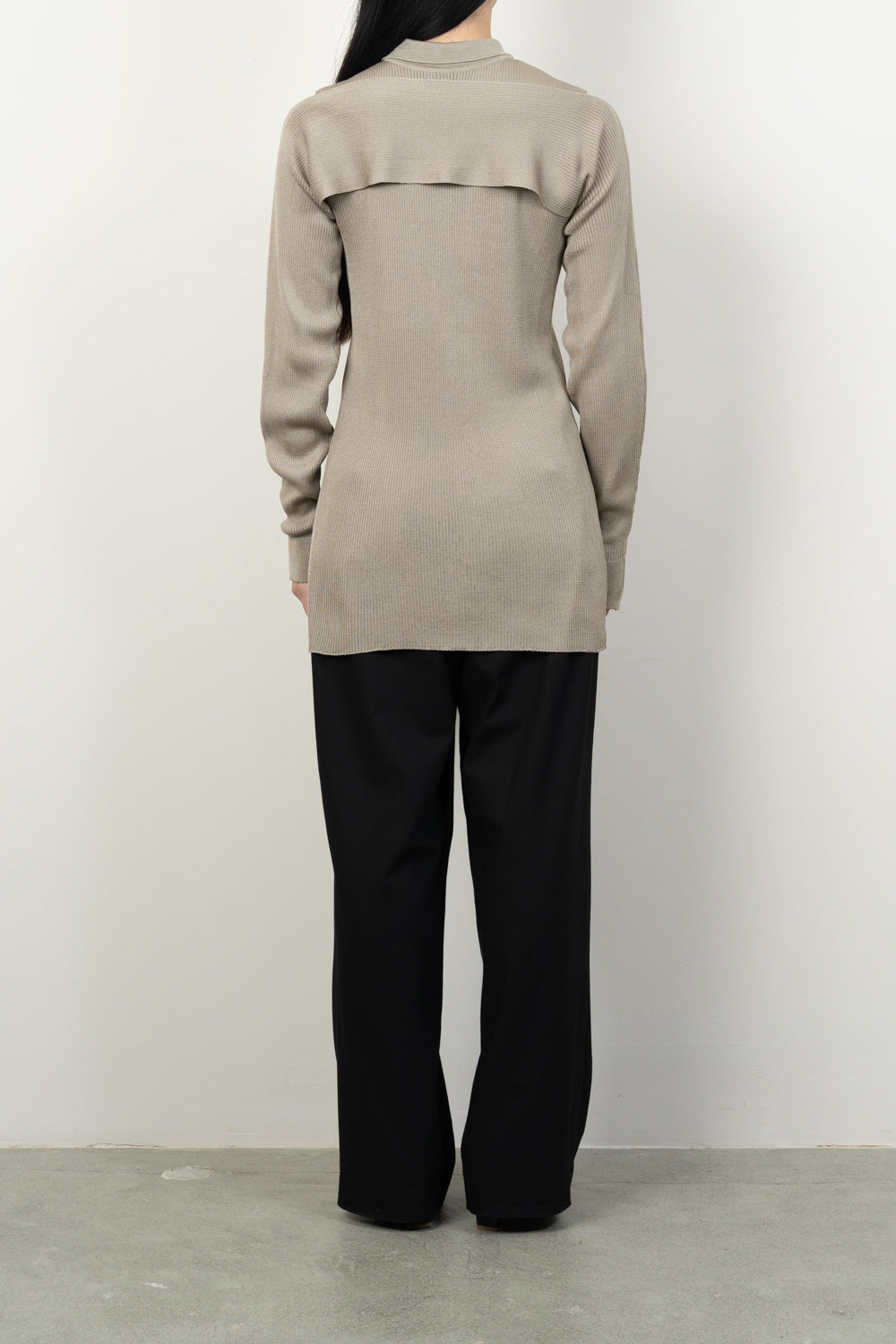 2-PIECE RIBBED CARDIGAN [KHAKI BEIGE]