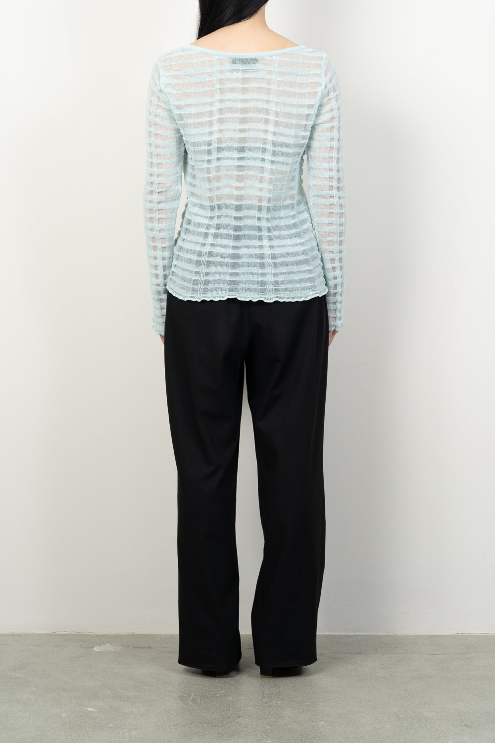 FLOWING CHECKED KNIT PULLOVER [RED]