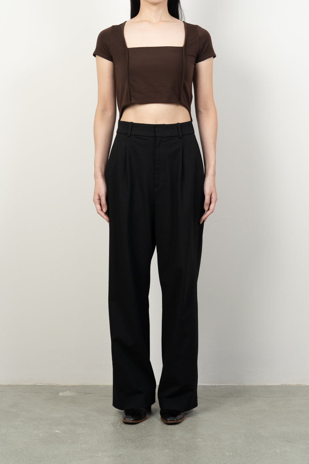BANDEAU FRONT-BACK SMOOTH JERSEY TEE [BLACK]