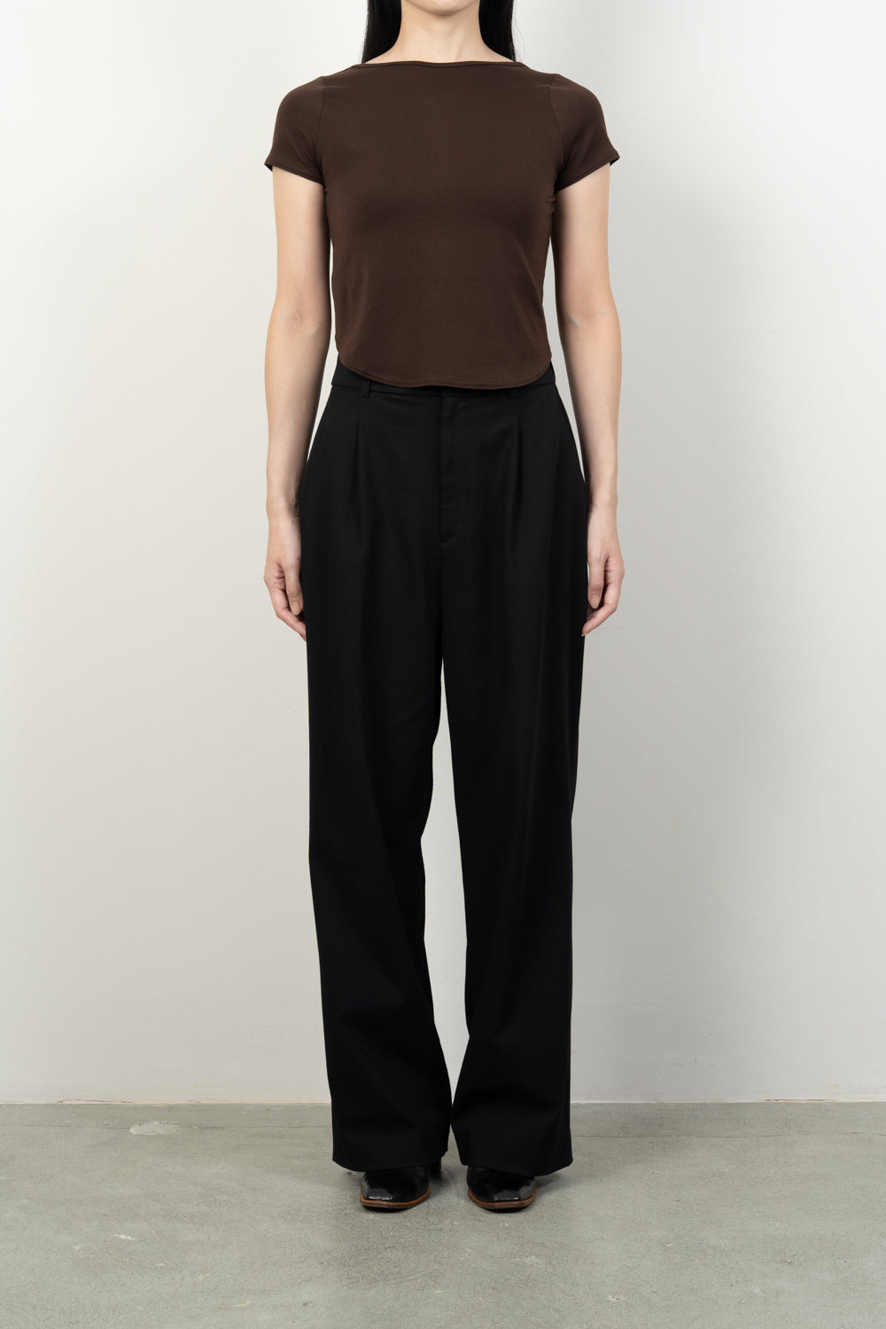 BANDEAU FRONT-BACK SMOOTH JERSEY TEE [BLACK]