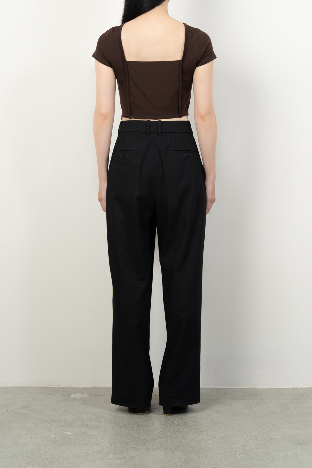 BANDEAU FRONT-BACK SMOOTH JERSEY TEE [BLACK]