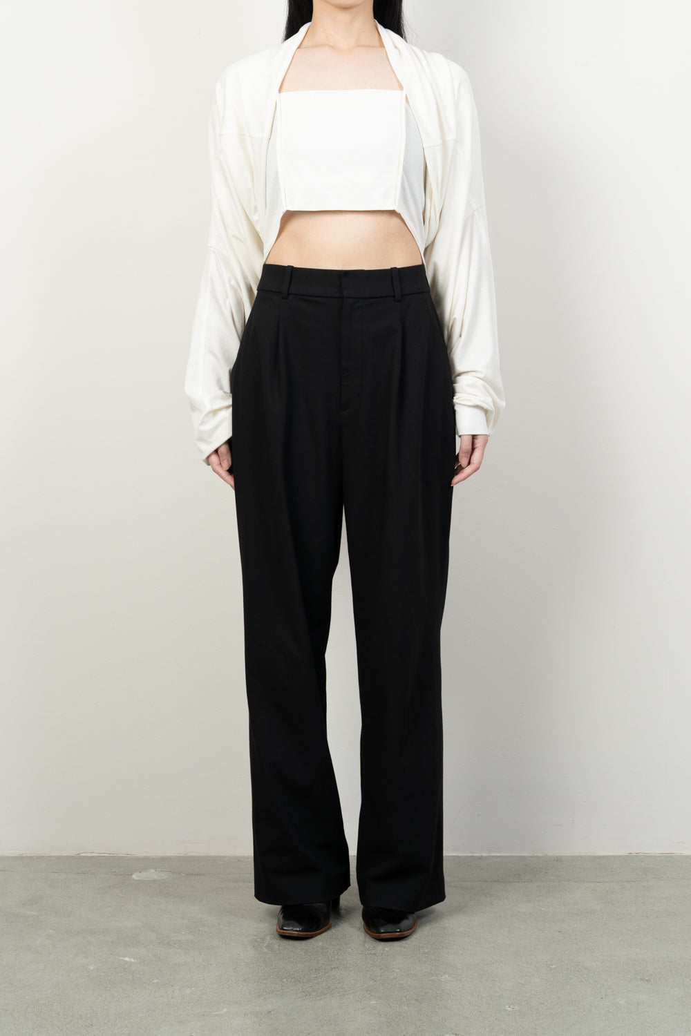 SMOOTH JERSEY DOUBLE LONG TEE [BLACK]