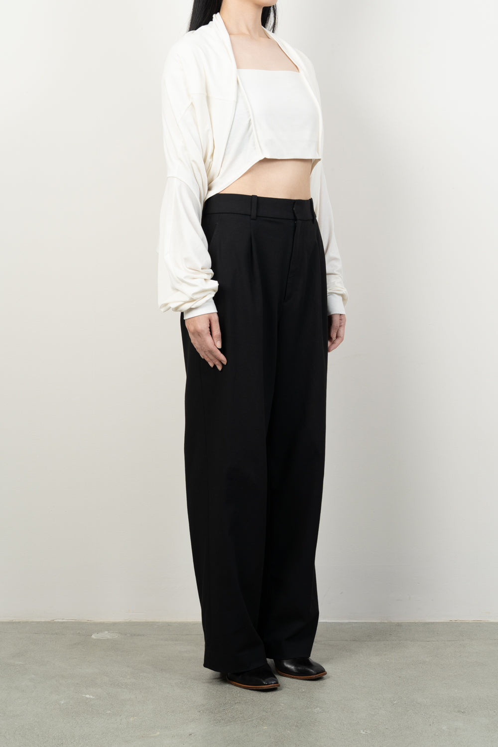 SMOOTH JERSEY DOUBLE LONG TEE [BLACK]