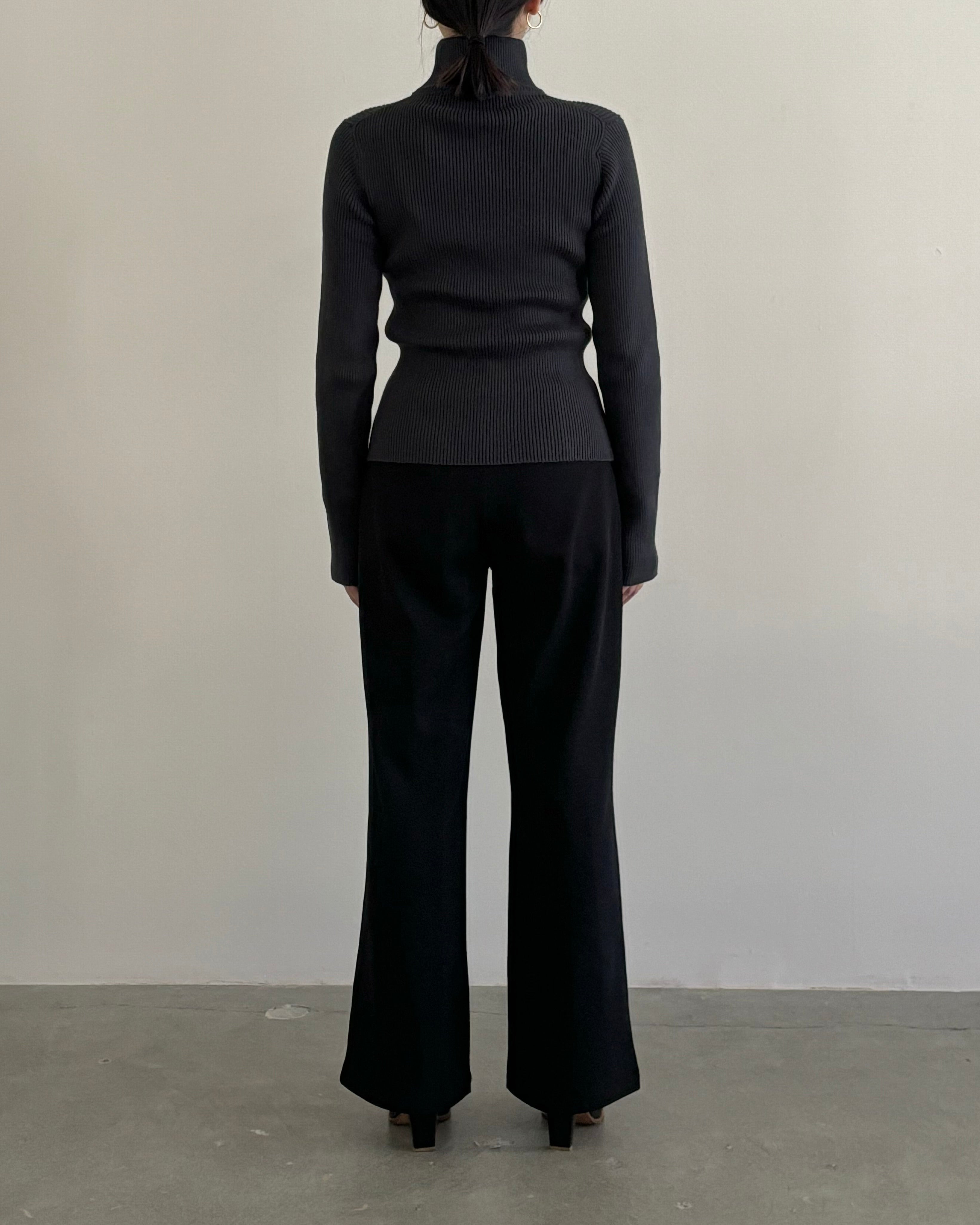 RIBBED TURTLE TOP [GRAY]