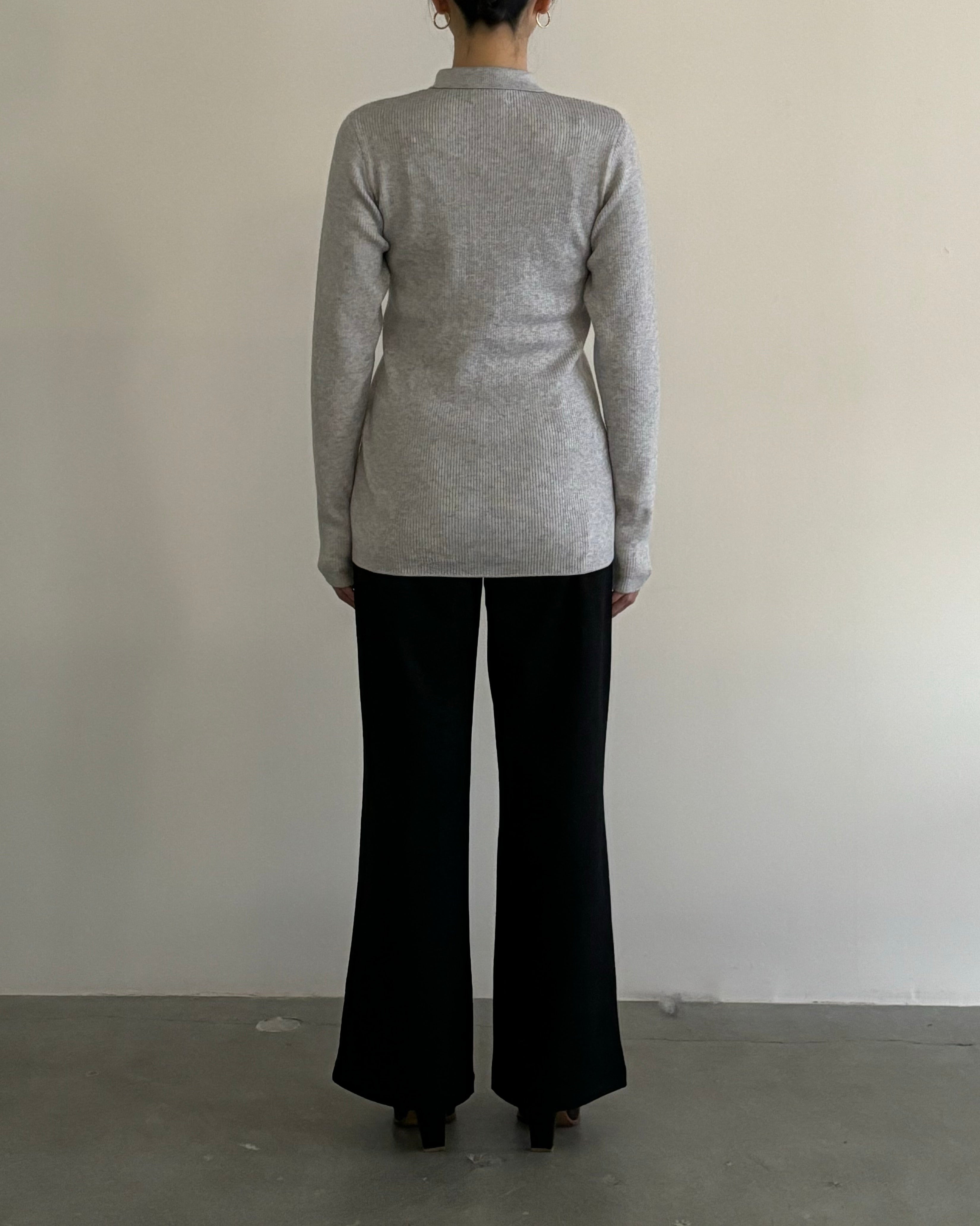 SMOOTH TENCEL WOOL KNIT DIA PATTERN SHIRTS [GRAY]