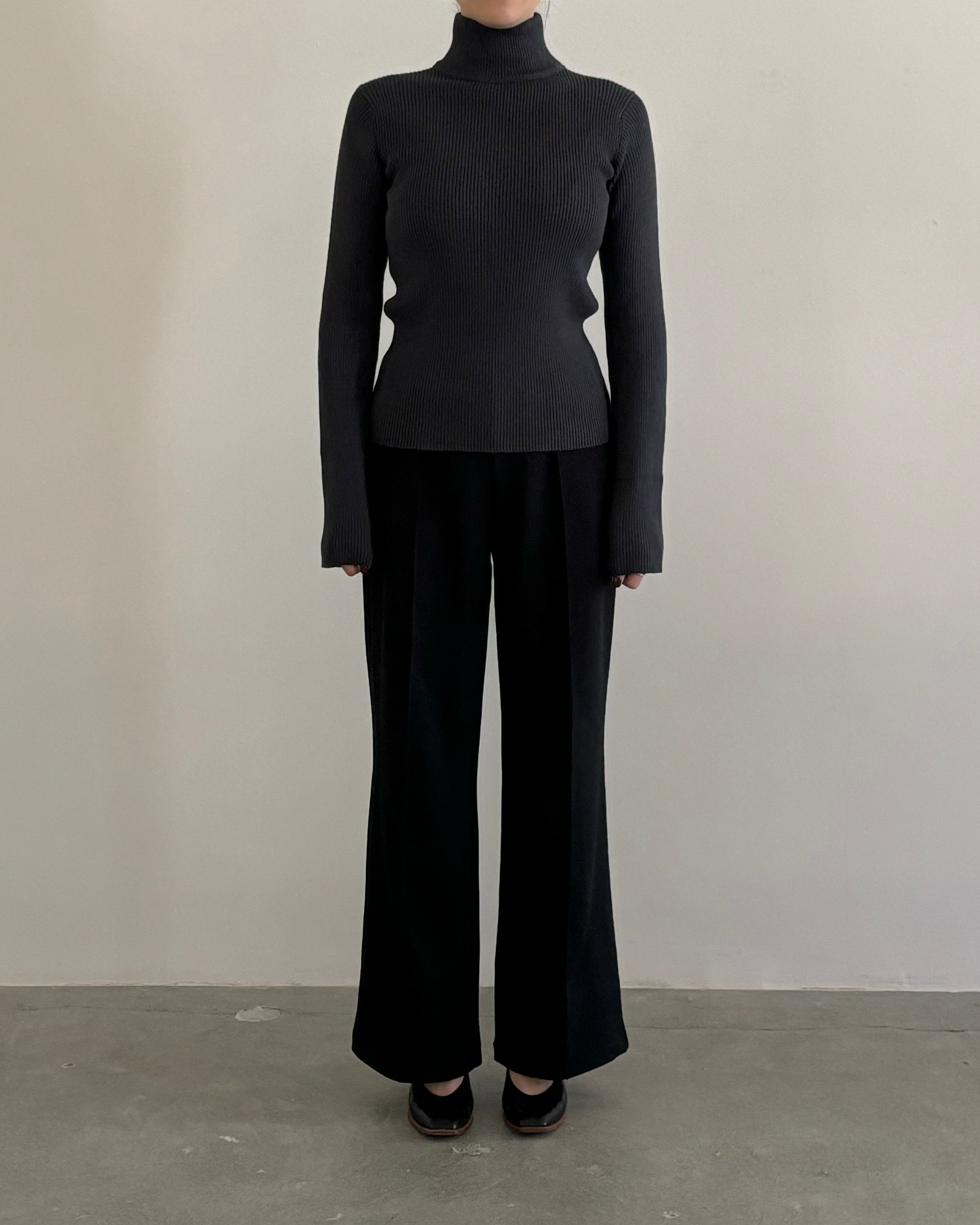 RIBBED TURTLE TOP [GRAY]