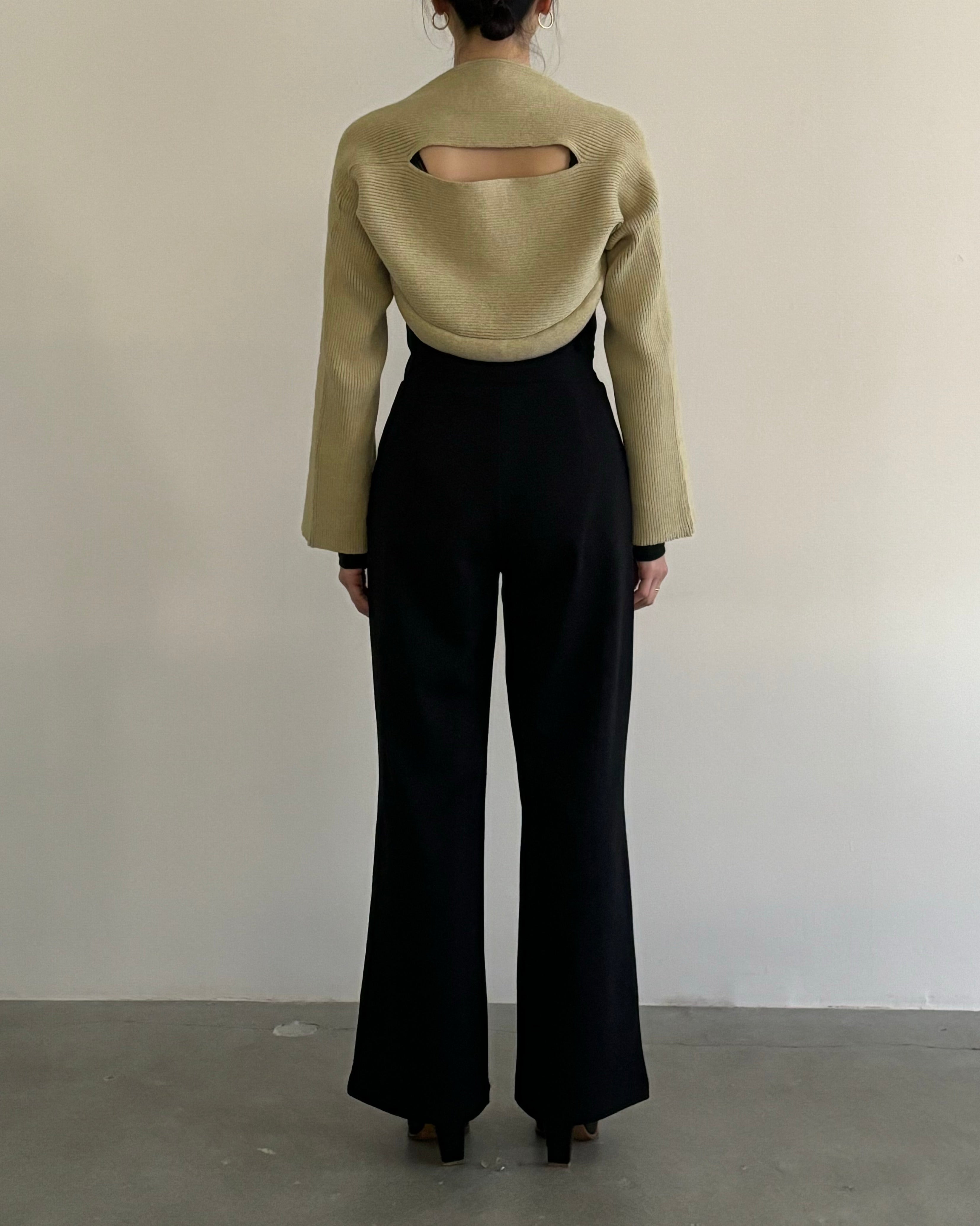 PADDED HEM KNIT SLEEVES [BEIGE]