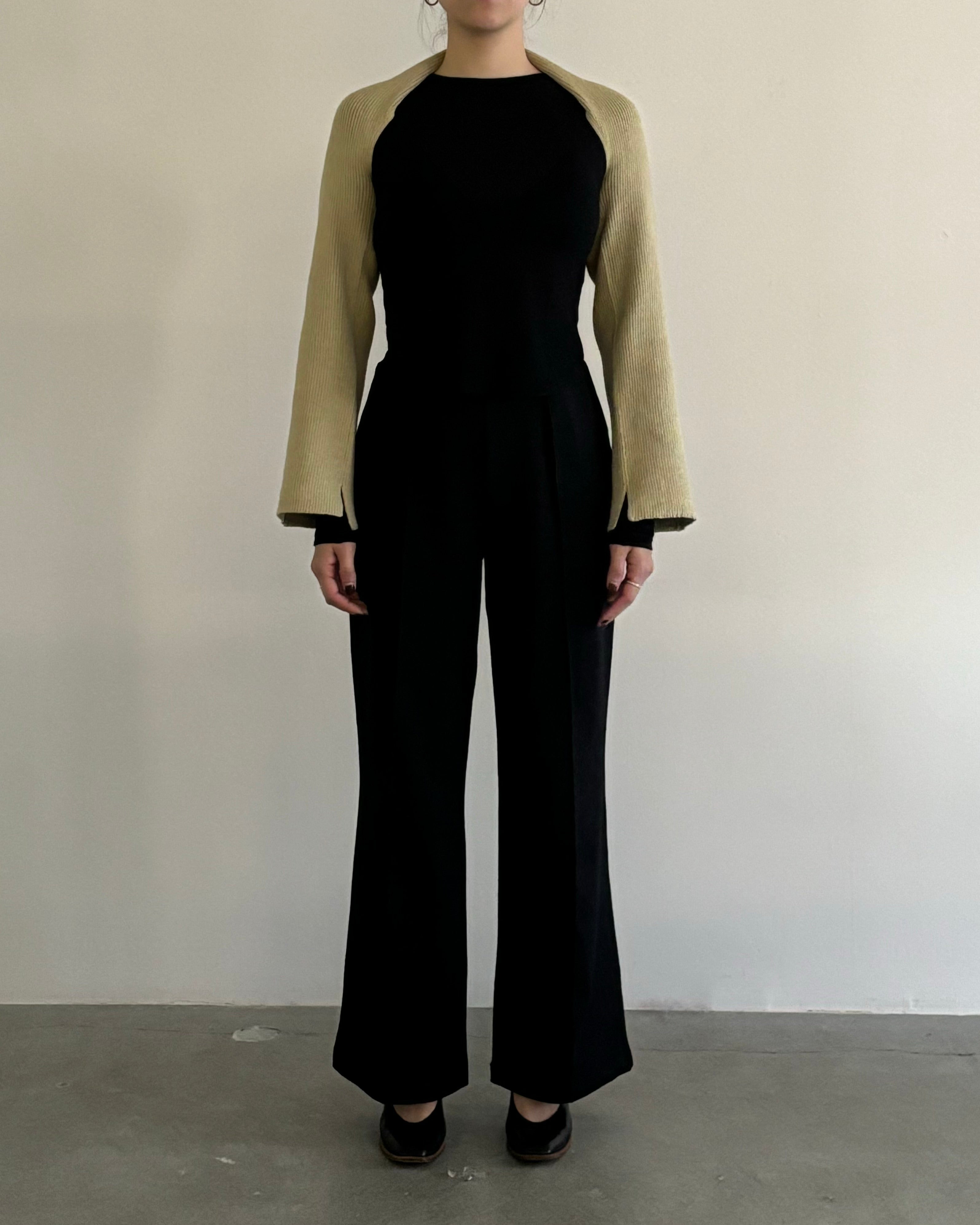 PADDED HEM KNIT SLEEVES [BEIGE]